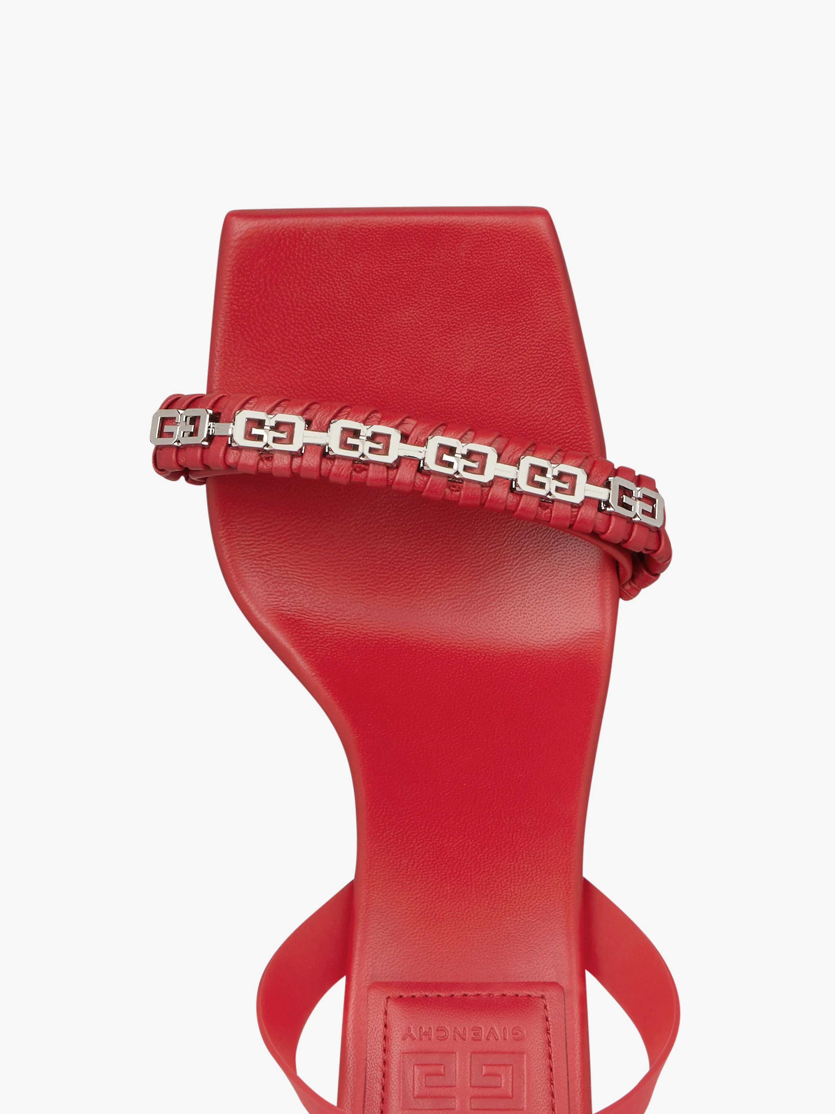 G WOVEN SANDALS IN BRAIDED LEATHER WITH CHAIN - 5