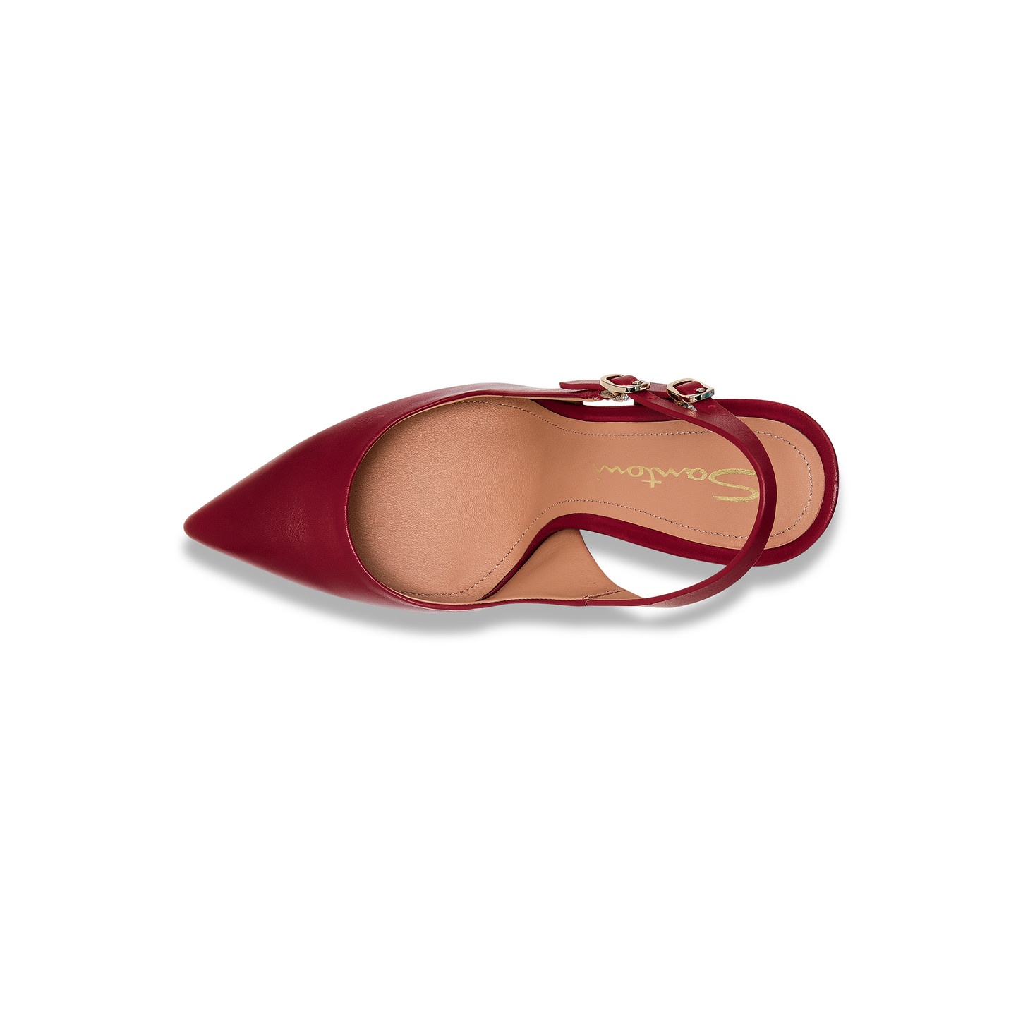 Women's red leather high-heel slingback - 4