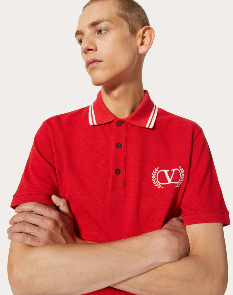 COTTON-PIQUE POLO SHIRT WITH MAISON VALENTINO EMBROIDERY 5