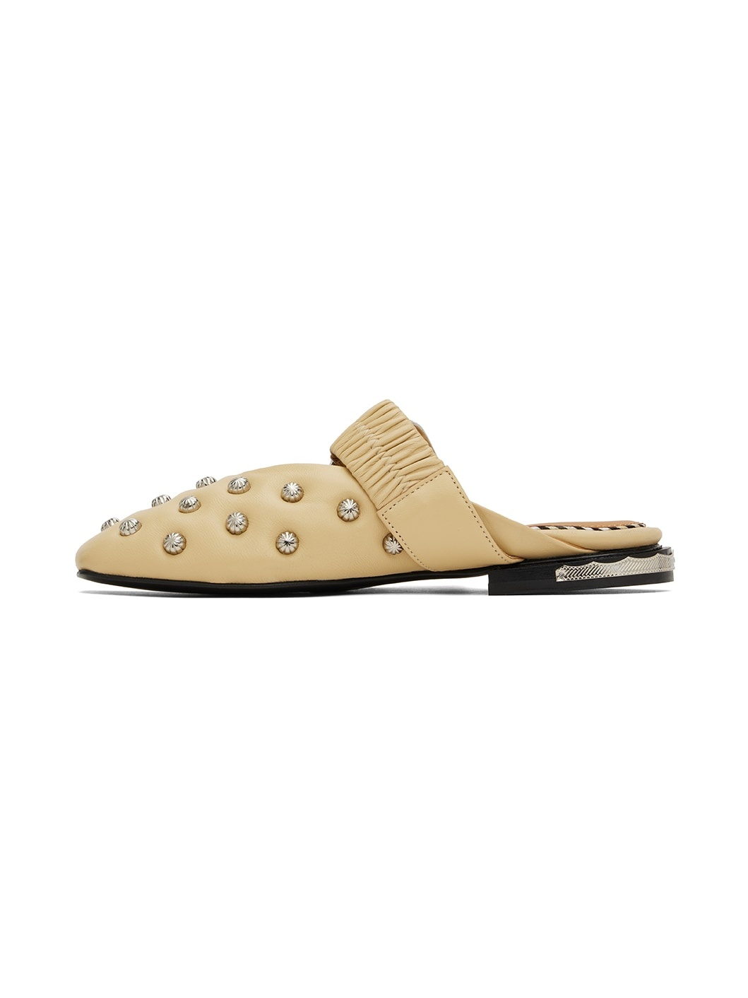 Beige Studded Slippers - 3