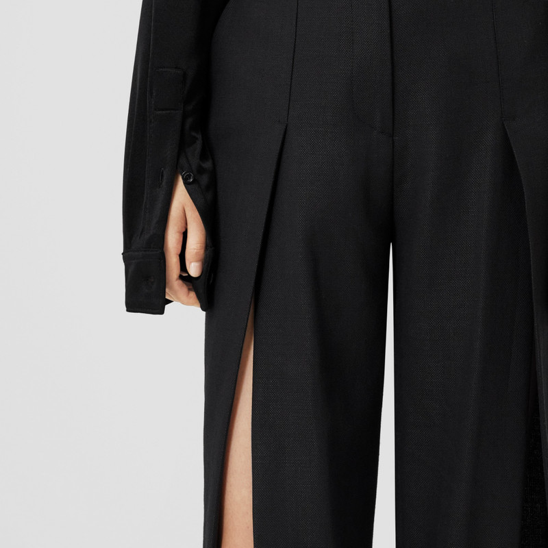 Burberry Split Detail Wool Ramie Wide-leg Trousers outlook