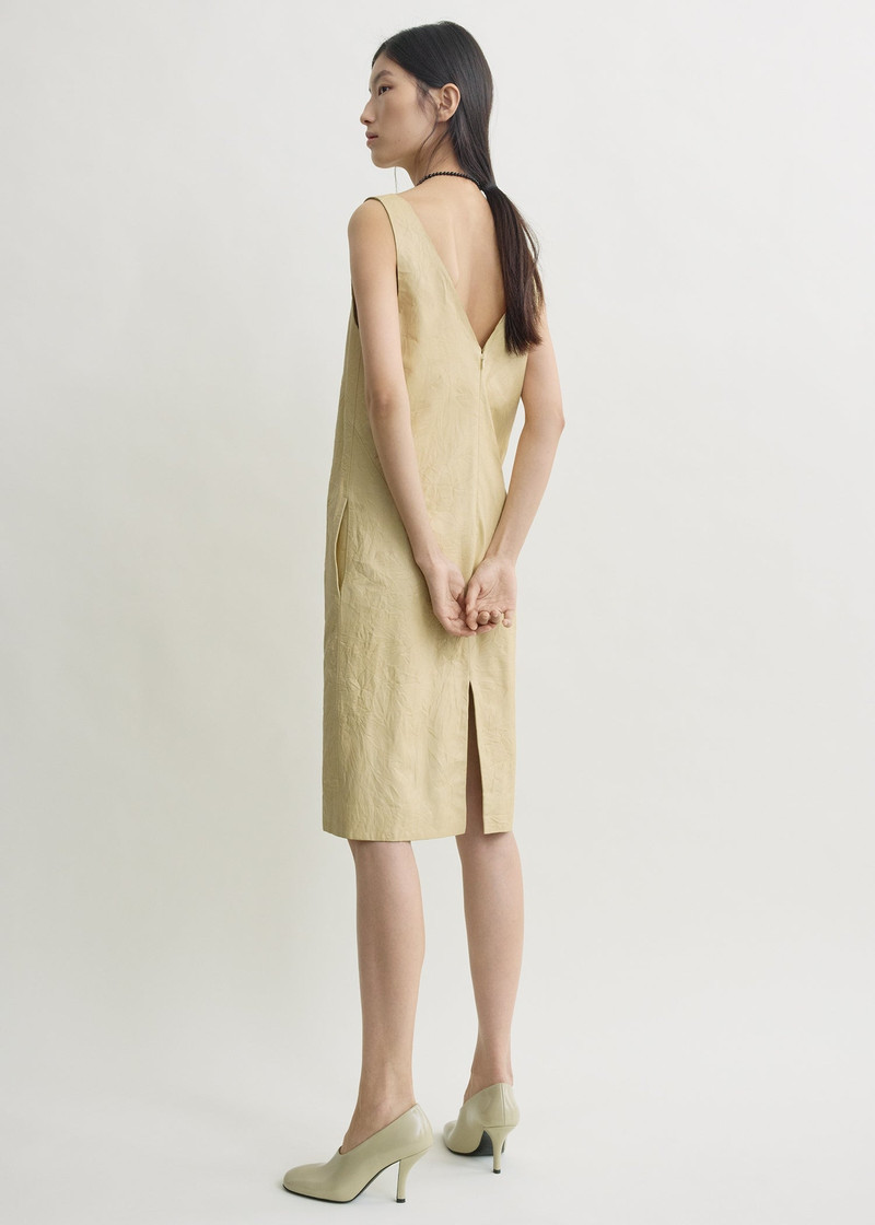 Crinkled leather dress champagne 4