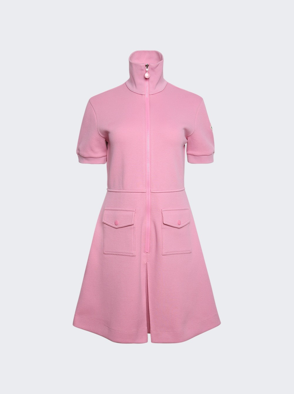 Short Sleeve Zip-Front Mini Dress Pink - 1