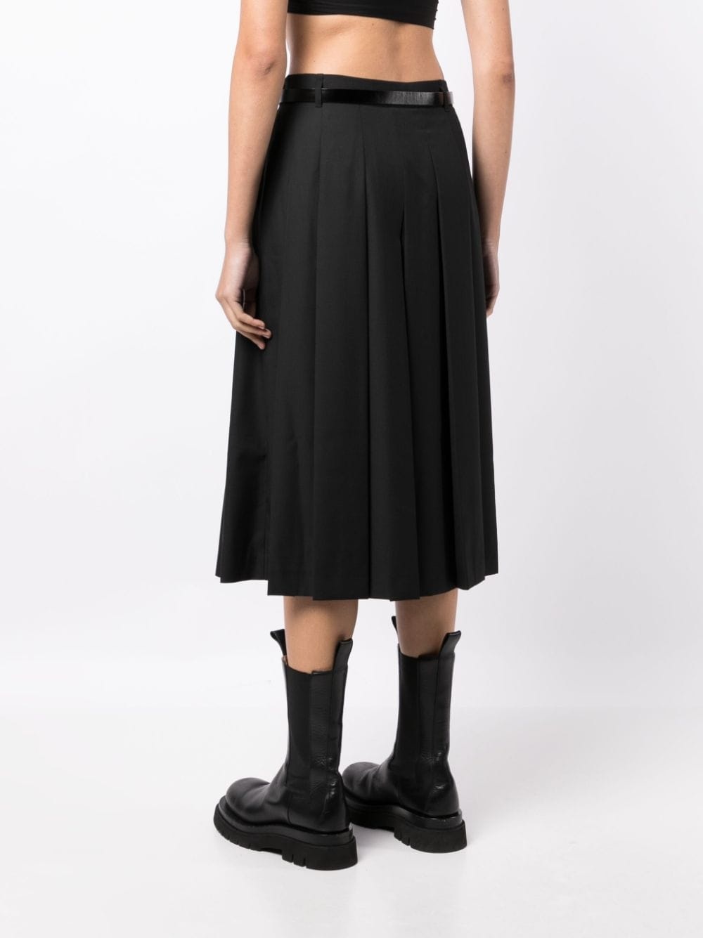 box-pleated belted midi skirt - 4