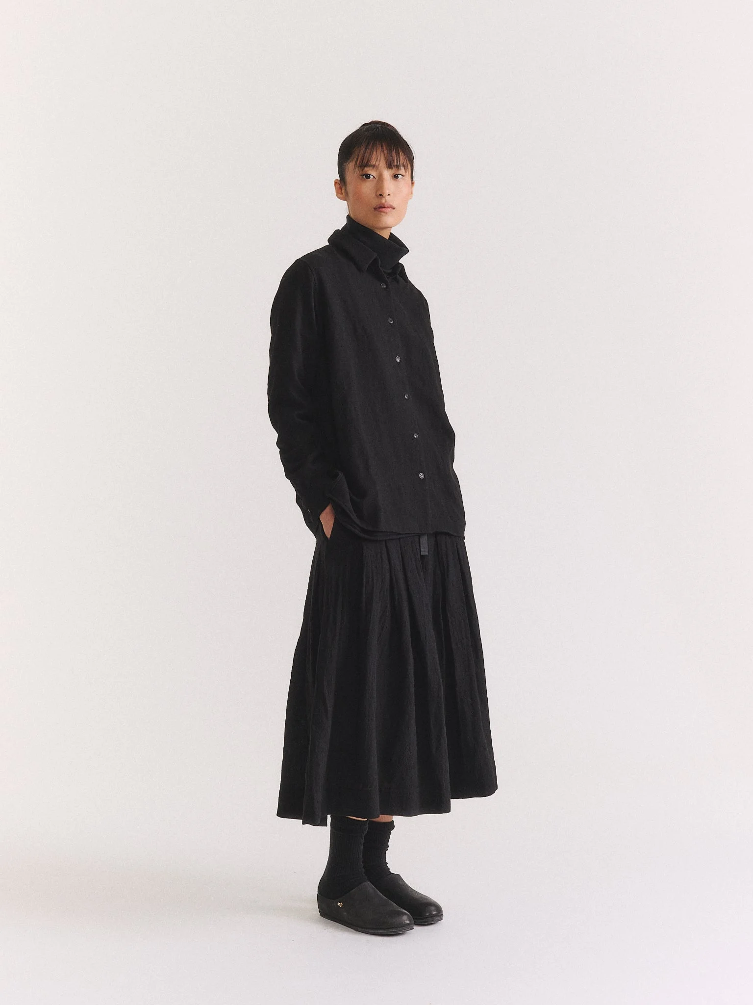 MARIA SHIRT - OPEN WEAVE - BLACK - 1