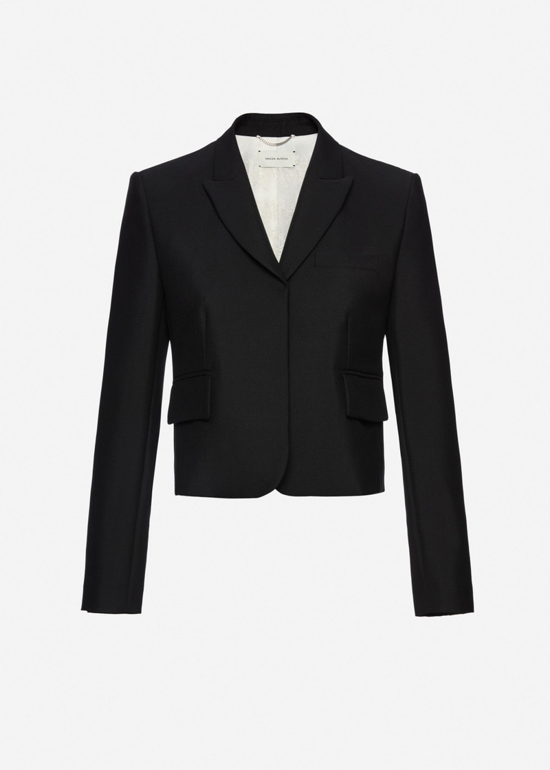Cropped wool and mohair blazer in black 1
