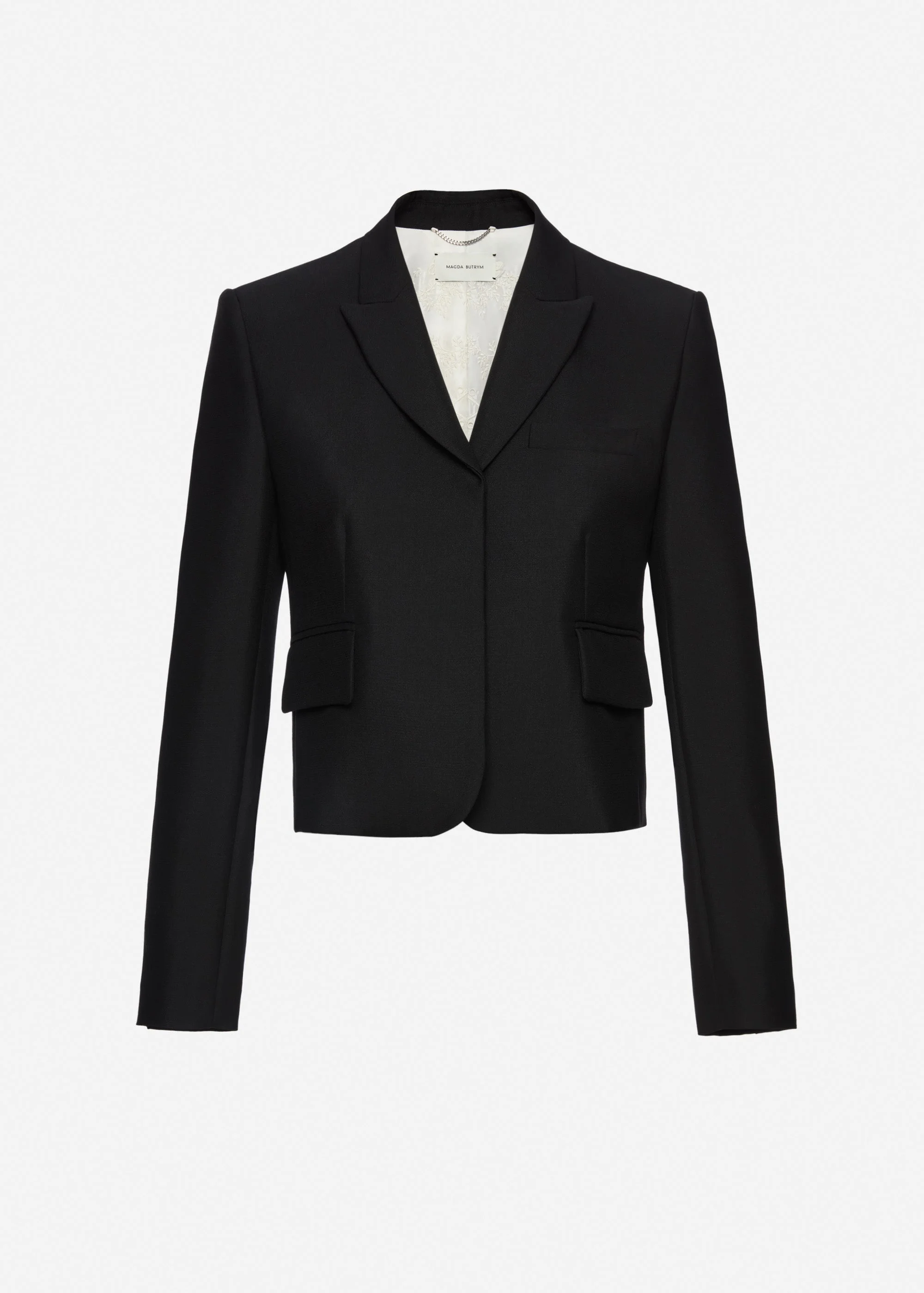 Cropped wool and mohair blazer in black - 1