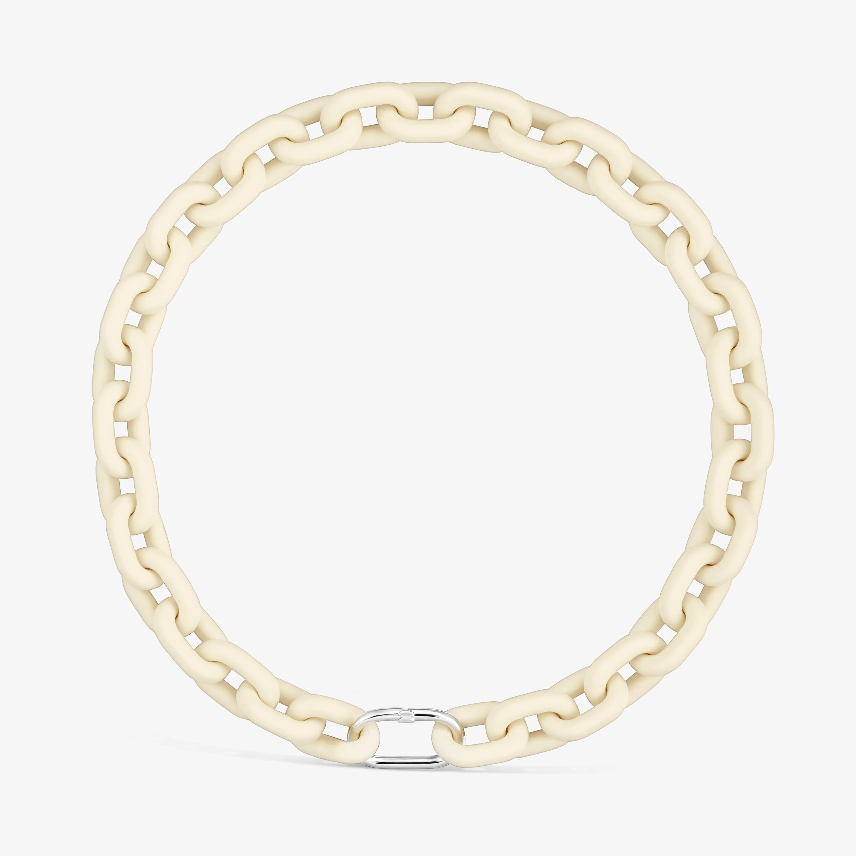 Beige acetate Chain necklace and silver ring TOUS Hold Oval - 1