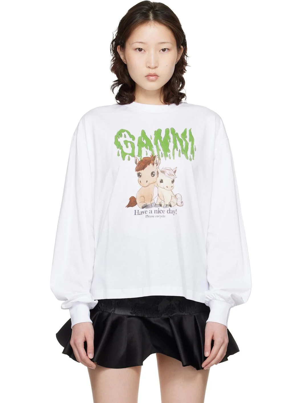 White Basic Cotton Jersey Long Sleeve T-shirt - 1