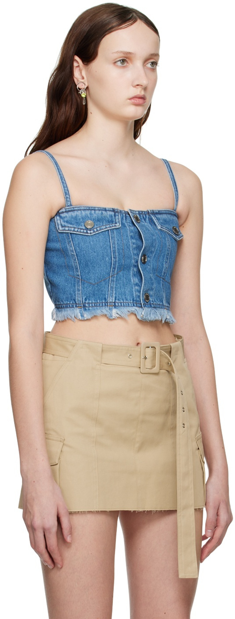 SYSTEM Blue Paneled Denim Tank Top outlook
