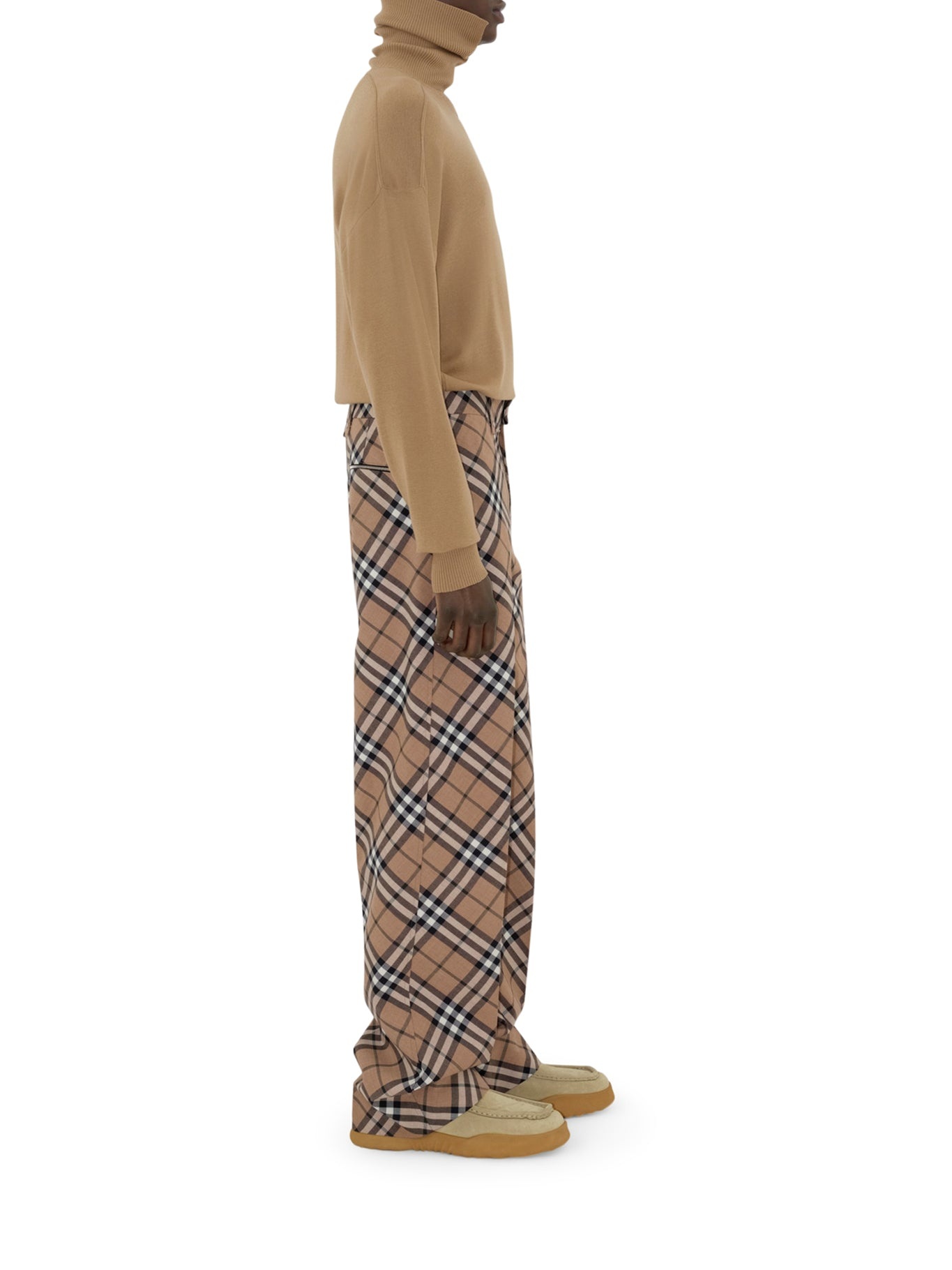 CHECK WOOL BLEND TAILORED TROUSERS - 3