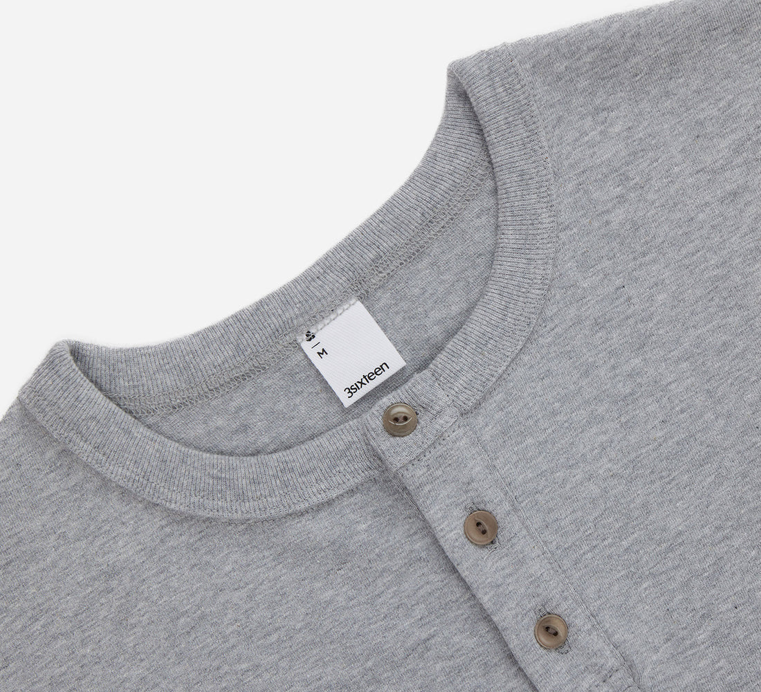 Long Sleeve Henley - Heather Grey - 3