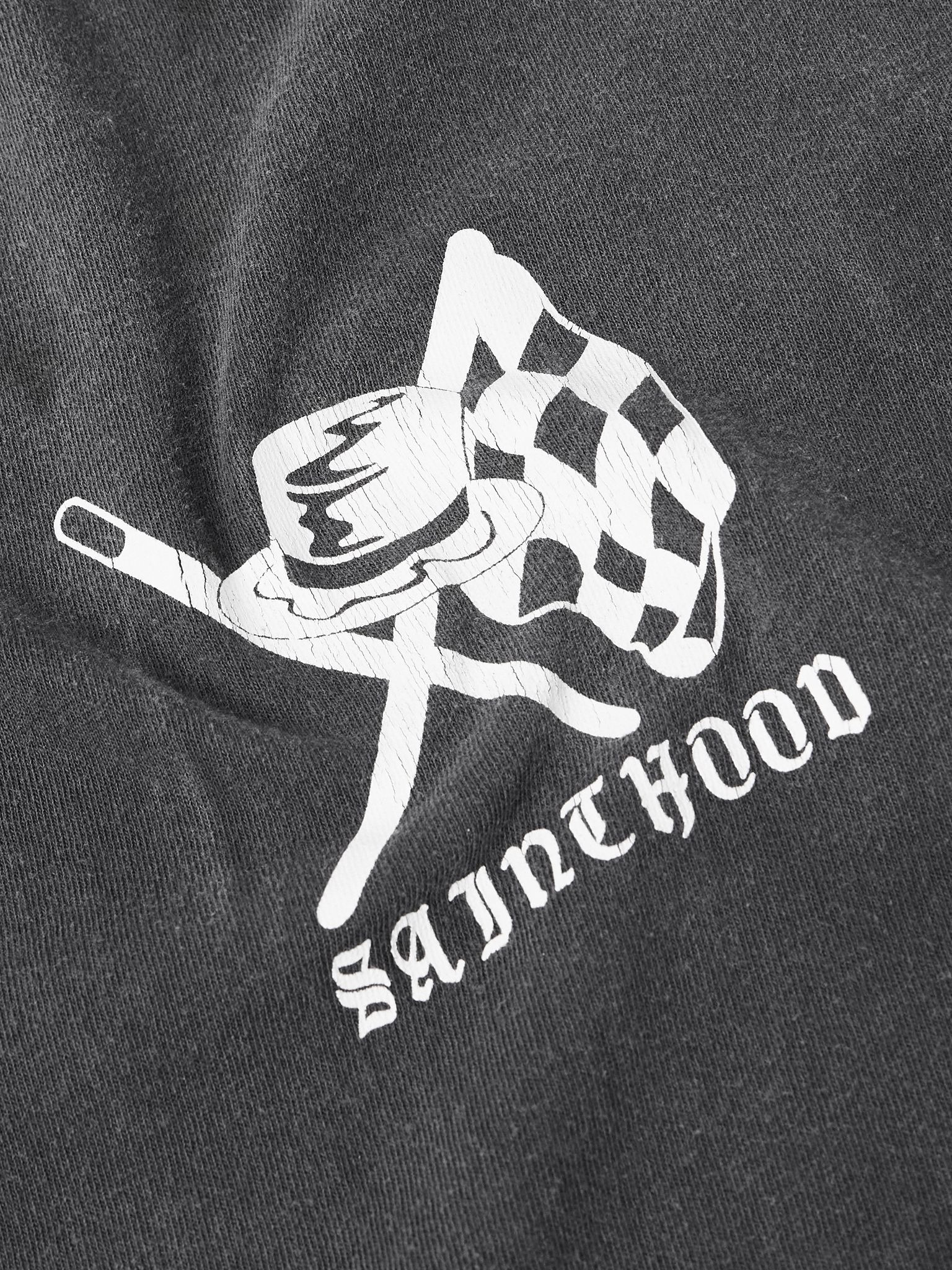 + Neighborhood Speed Kills Distressed Logo-Print Cotton-Jersey T-Shirt Black - 4