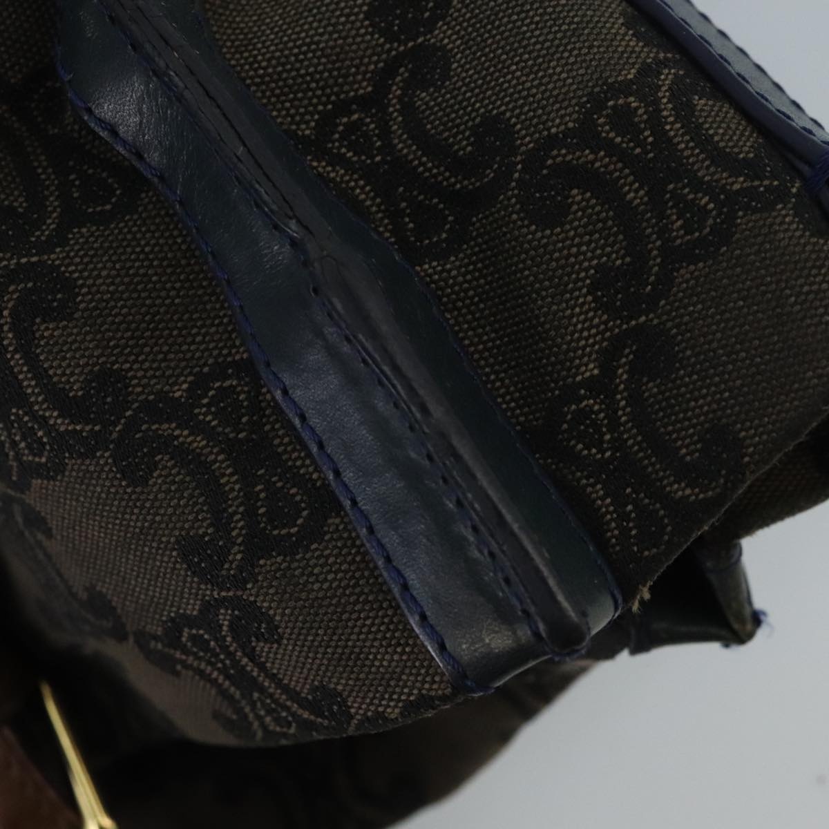 CELINE Paris Macadam Canvas Tote Bag Brown Navy Gold - 9