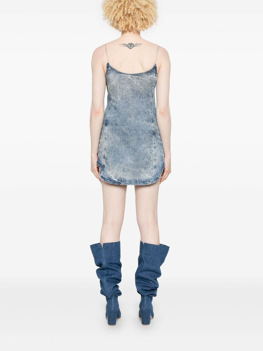Denim print mini dress - 5