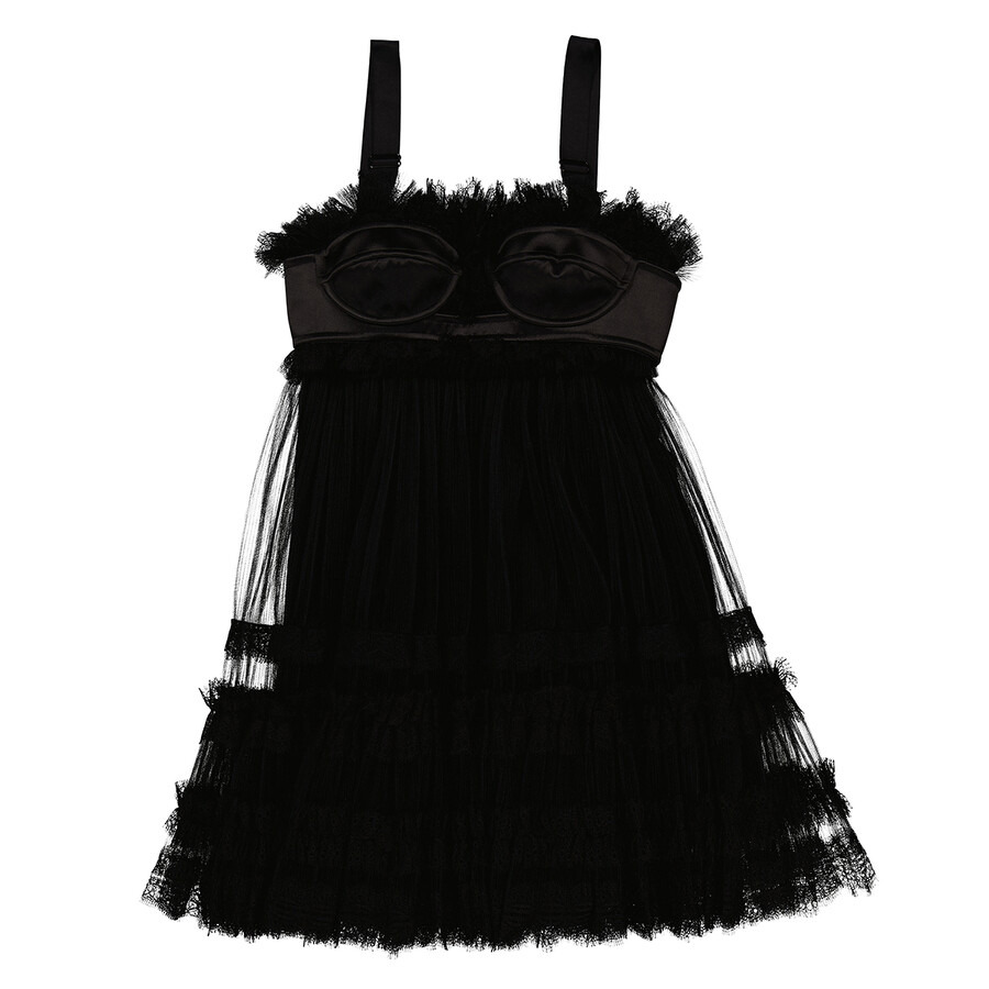 Burberry Ladies Black Tulle Corset Mini Dress - 2
