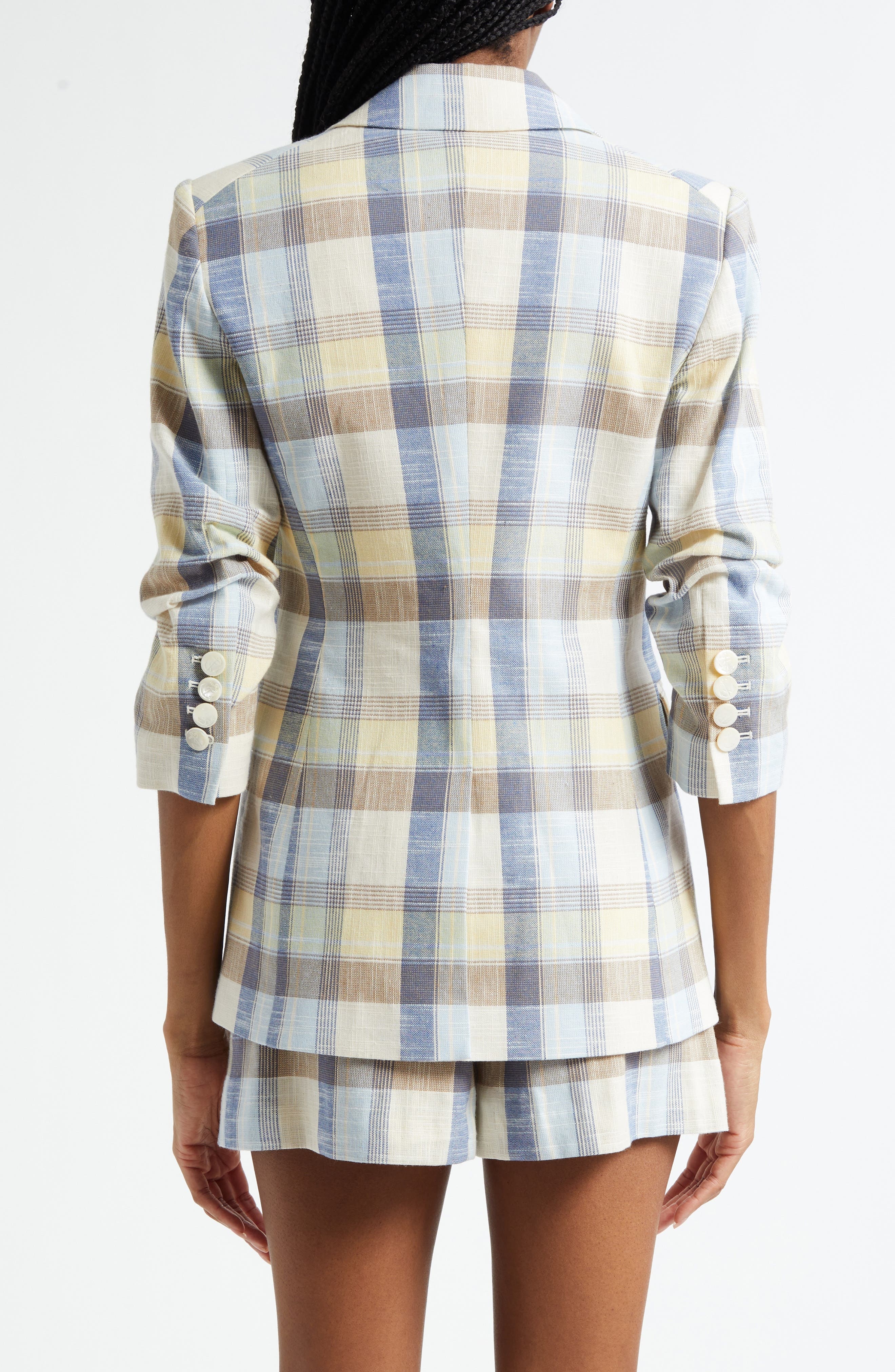 Veronica Beard Clayton Plaid Cotton Blend Dickey Jacket in Powder Blue Multi at Nordstrom - 3