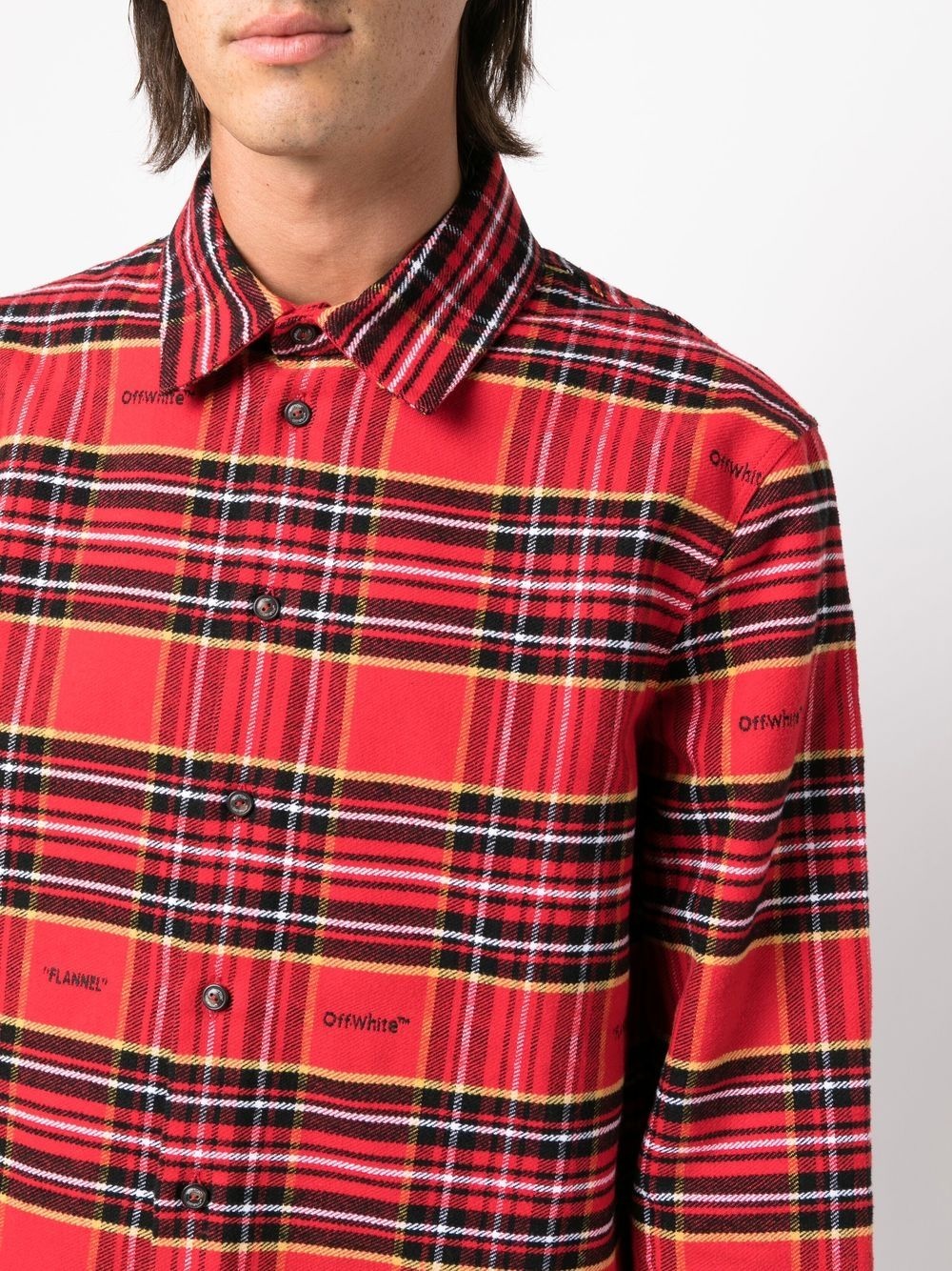 tartan-check logo-embroidered shirt - 5