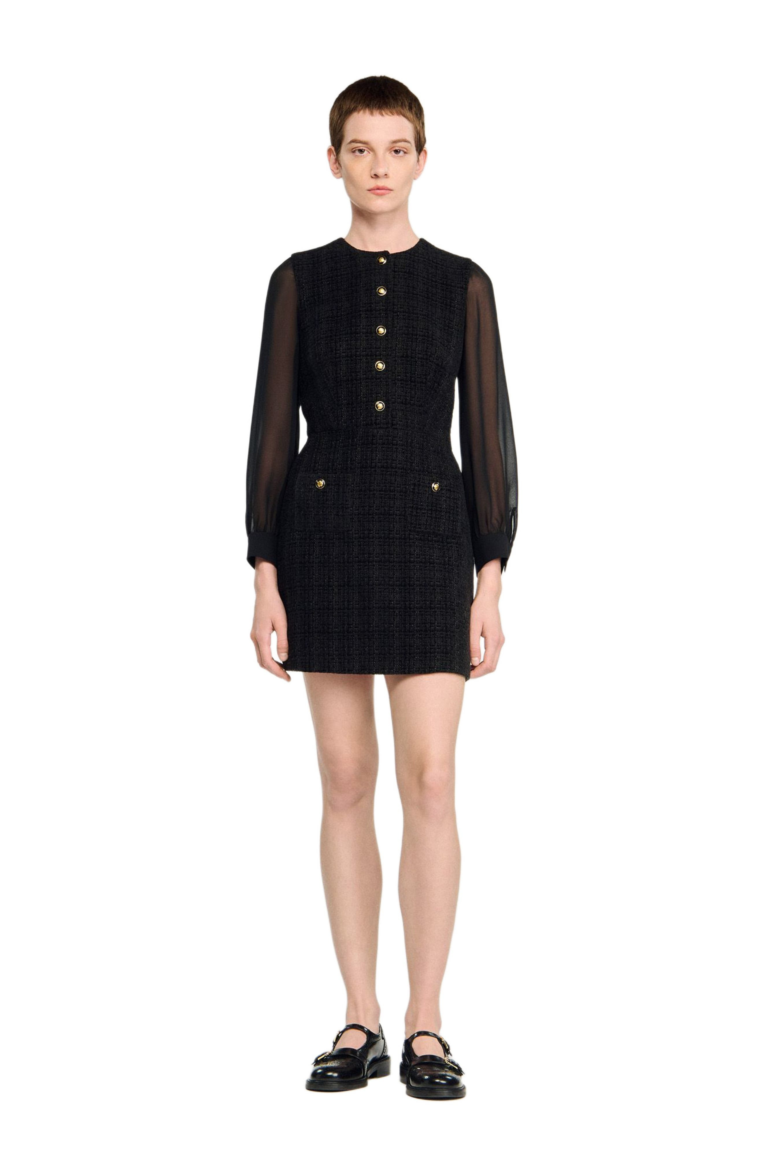 SANDRO Long-sleeved short dress in Black at Nordstrom - 2