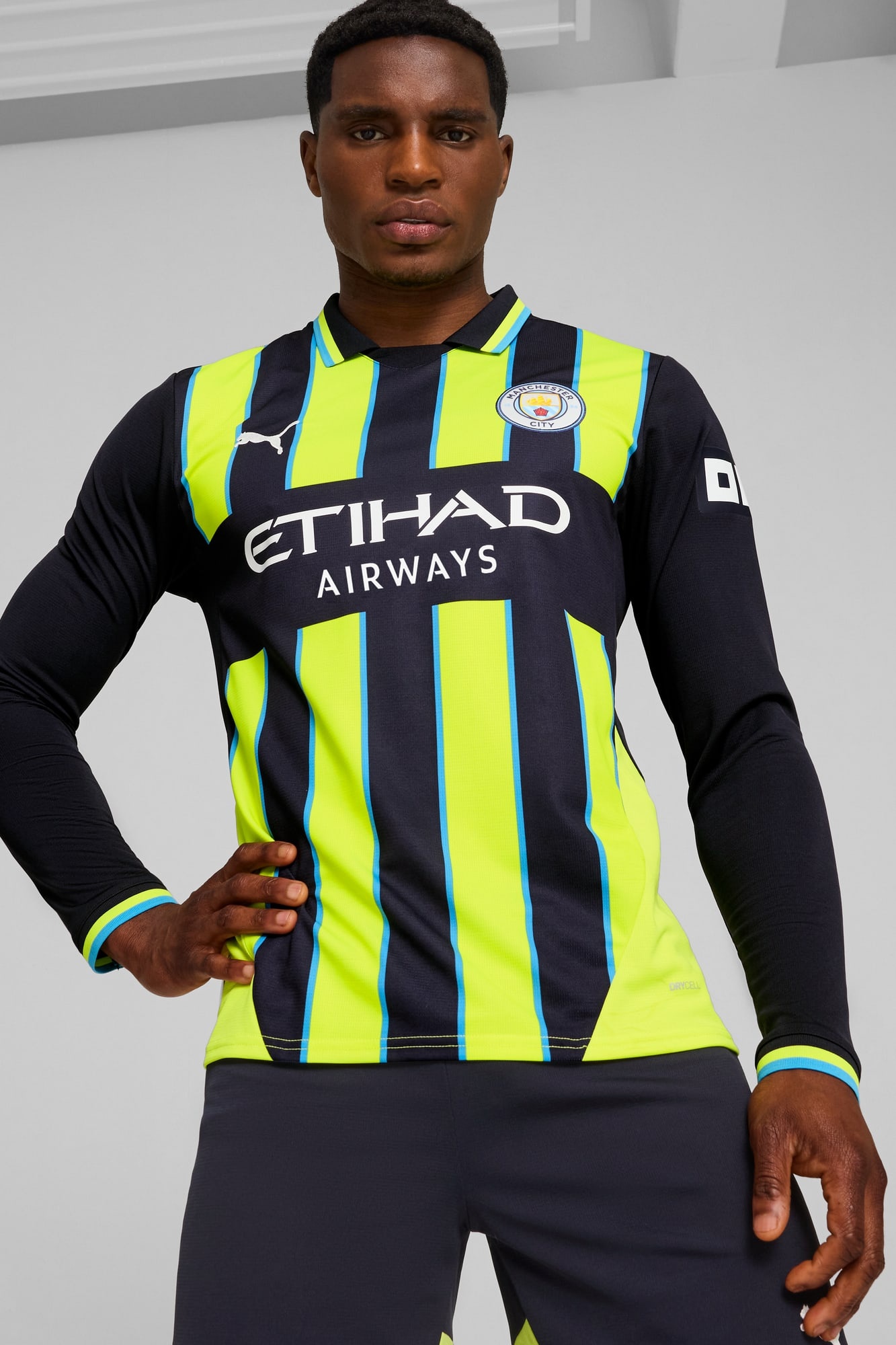 Manchester City 24/25 Men's Replica Away Long Sleeve Soccer Jersey - 3