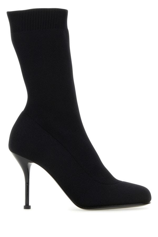 ロングブーツ ALEXANDER MCQUEEN Black Stretch Nylon Ankle Boots Alexander McQueen ALEXANDER MCQUEEN Black Stretch Nylon