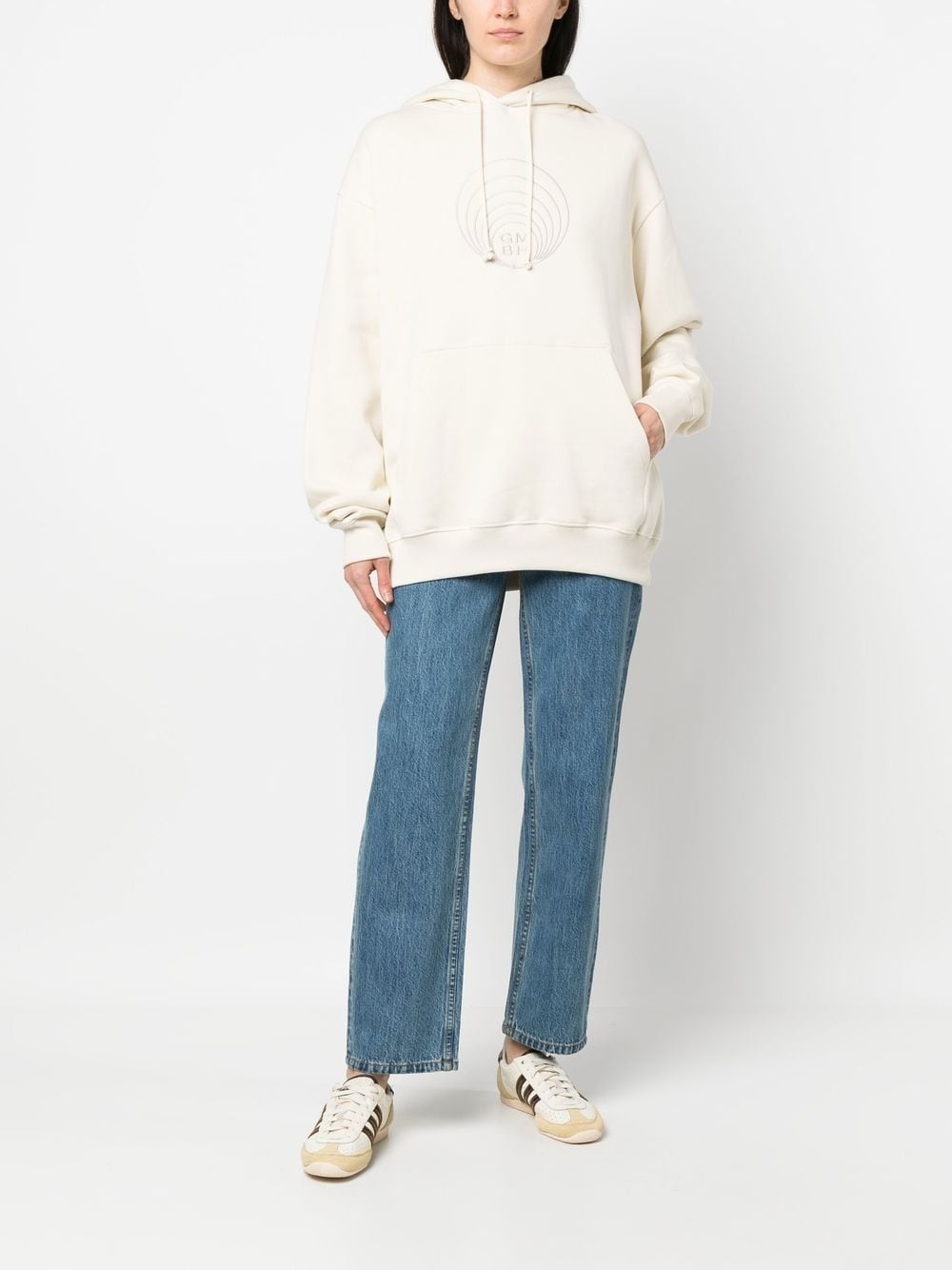 logo-embroidered organic cotton hoodie - 3
