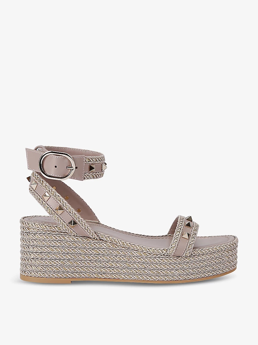 Rockstud flatform leather espadrille sandals - 1