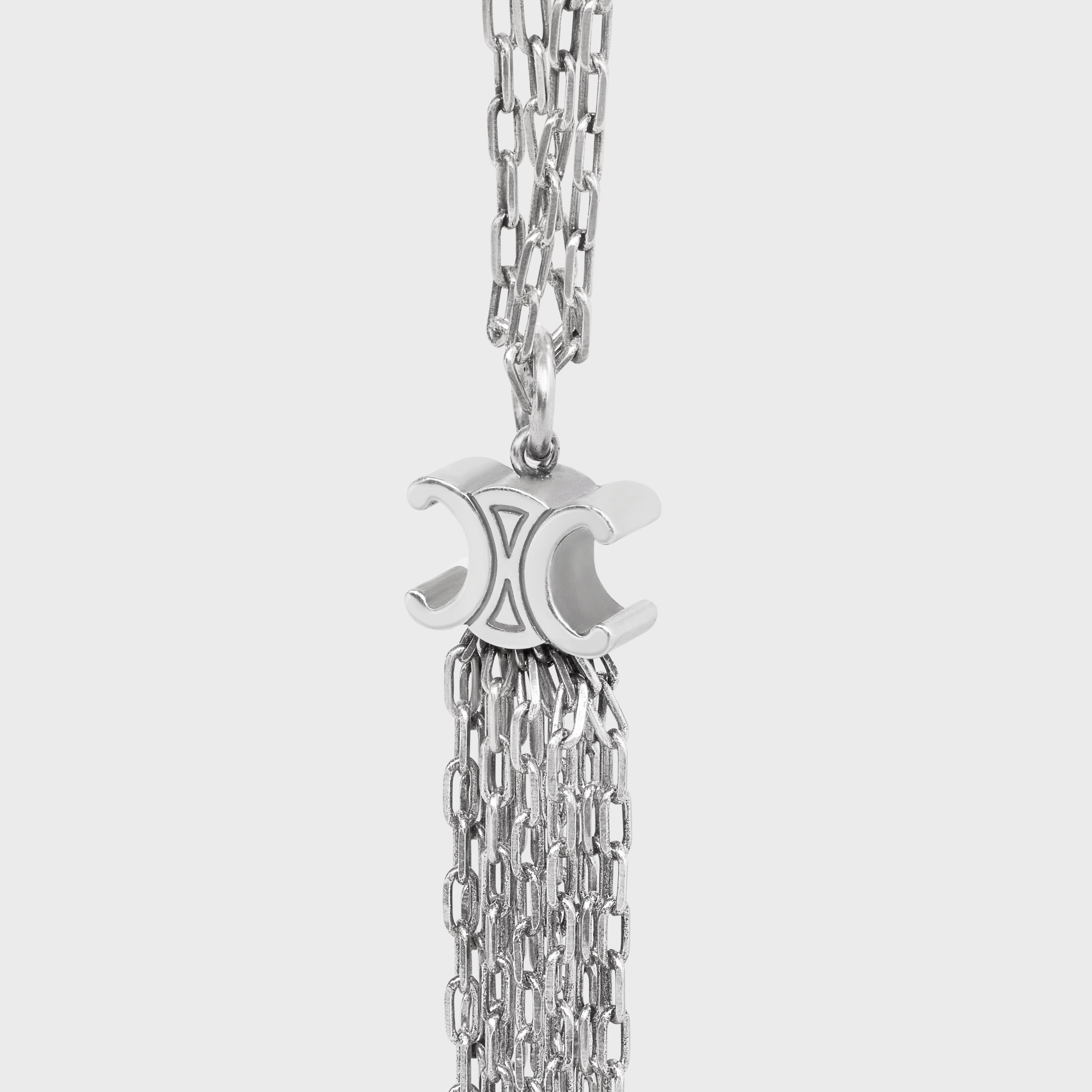 Triomphe Folk Tie Long Necklace in Brass with Rhodium Finish - 3