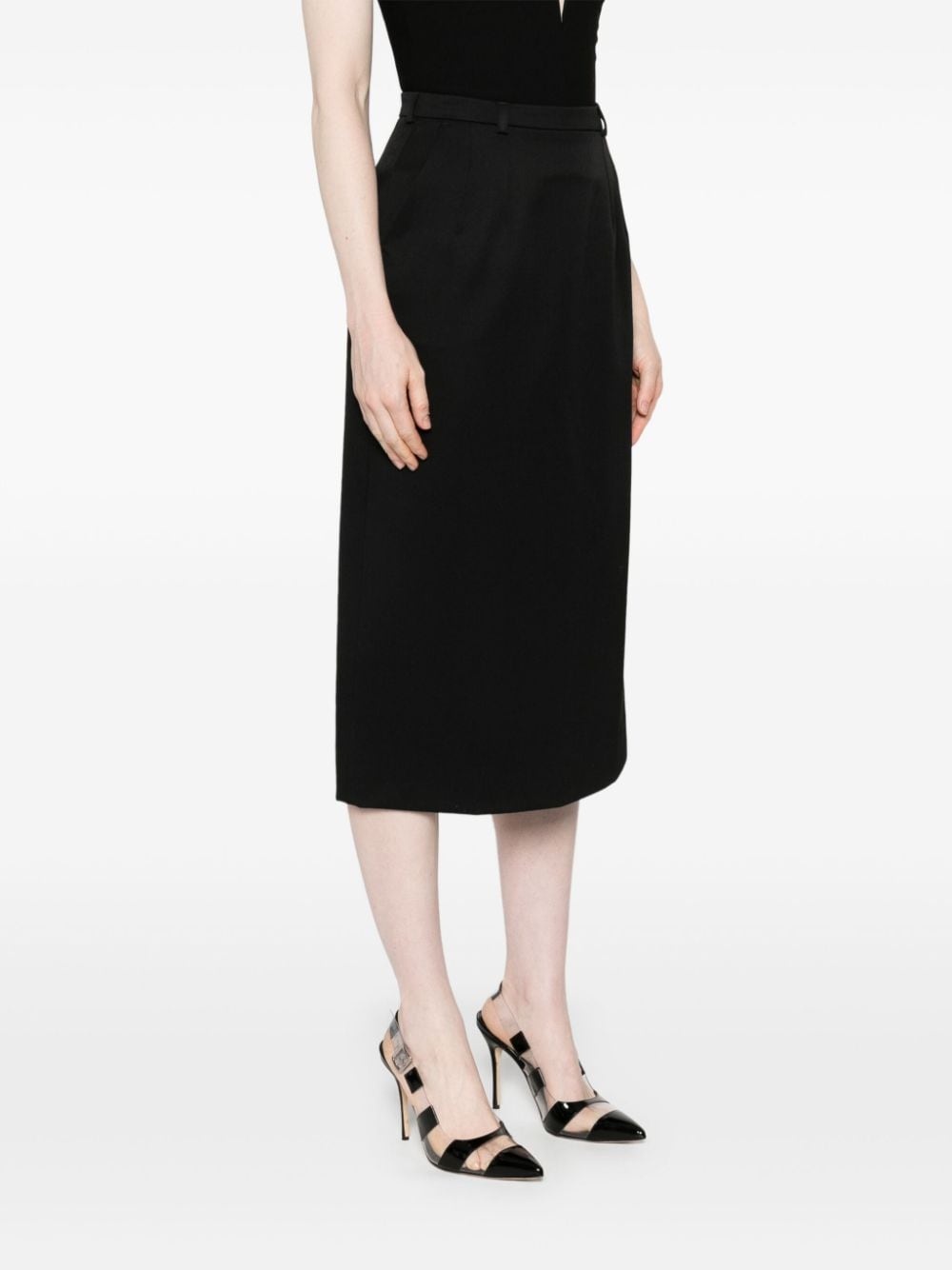 gabardine virgin-wool midi skirt - 3