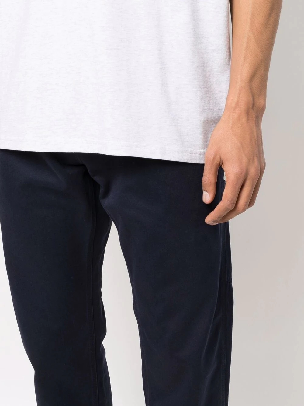 logo-patch cotton straight-leg trousers - 5