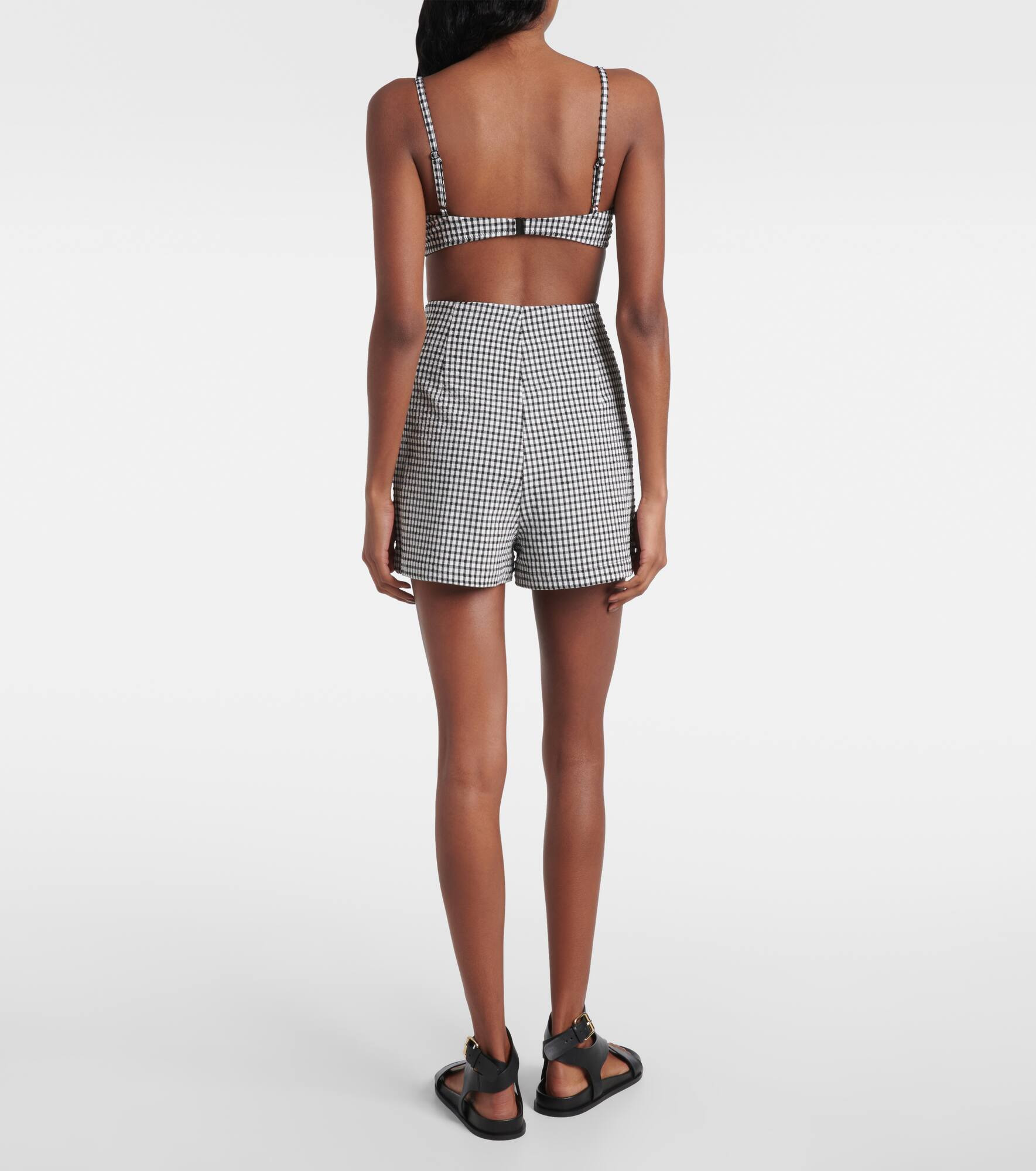 High-rise gingham shorts - 3