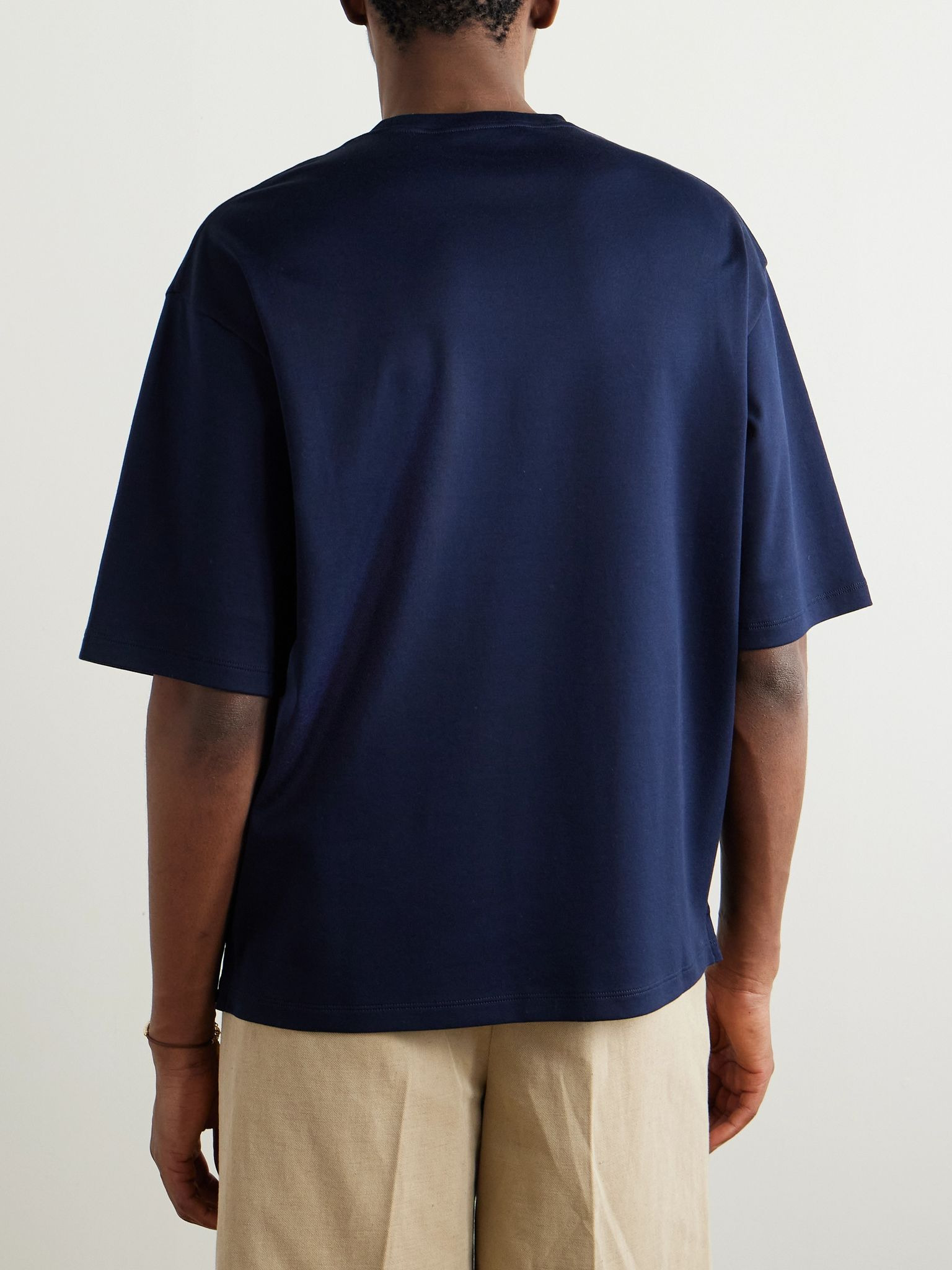 Tremezzo Sea Island Cotton-Jersey T-Shirt Navy - 3