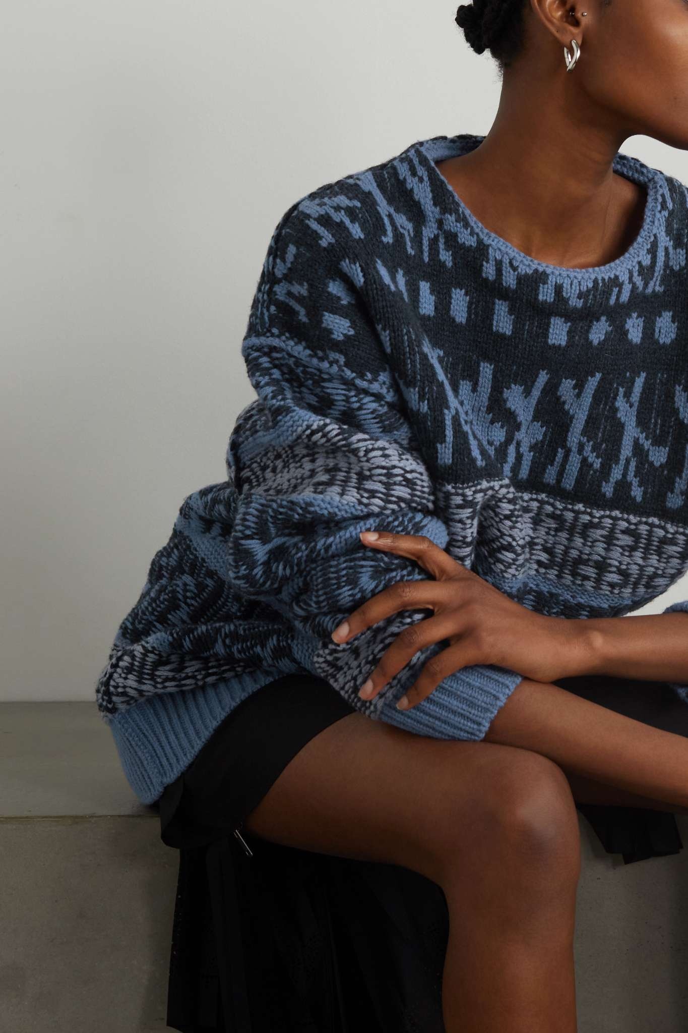 Oversized wool-jacquard sweater - 3