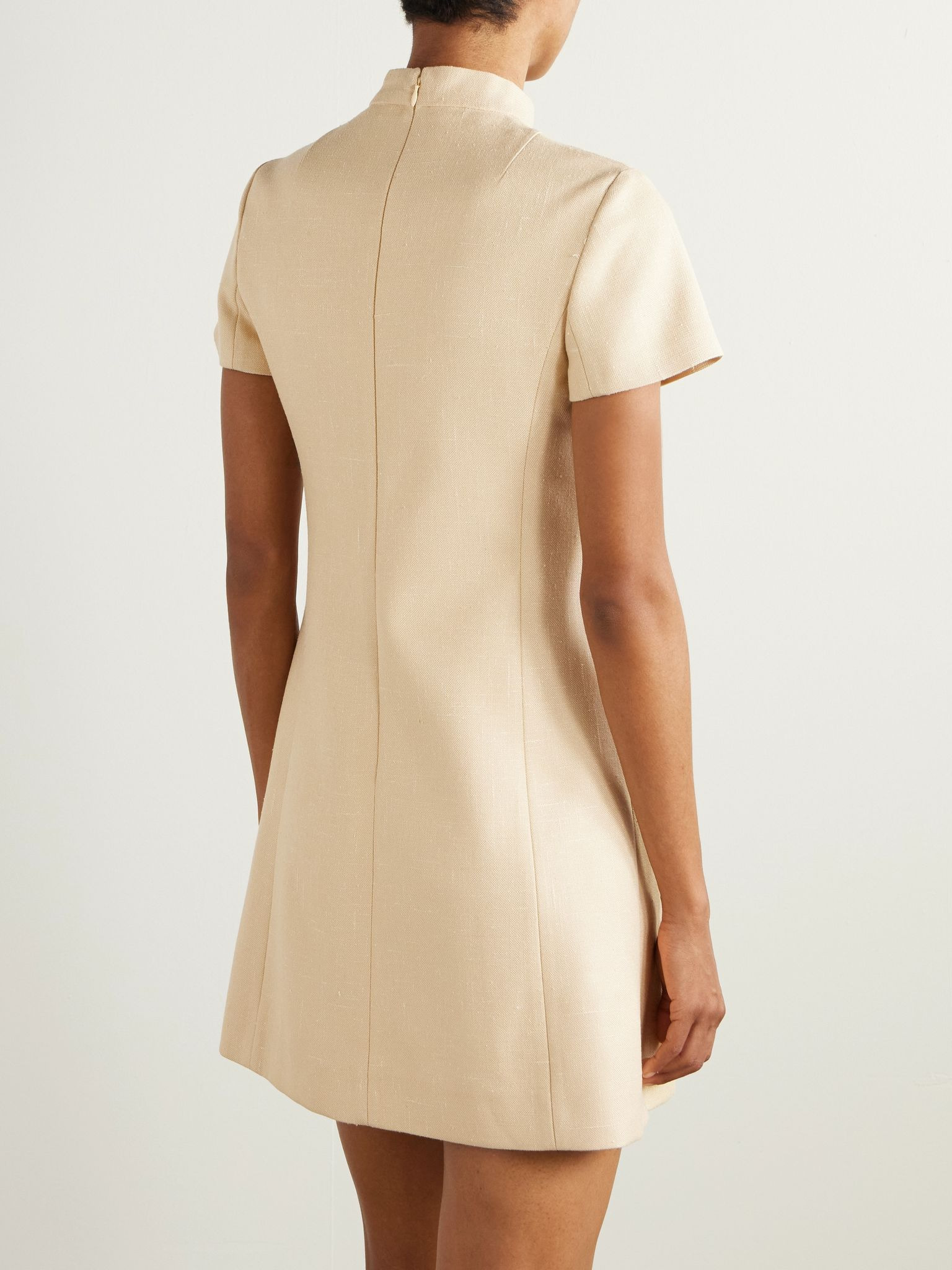Tasseled embroidered woven mini dress Peach - 3