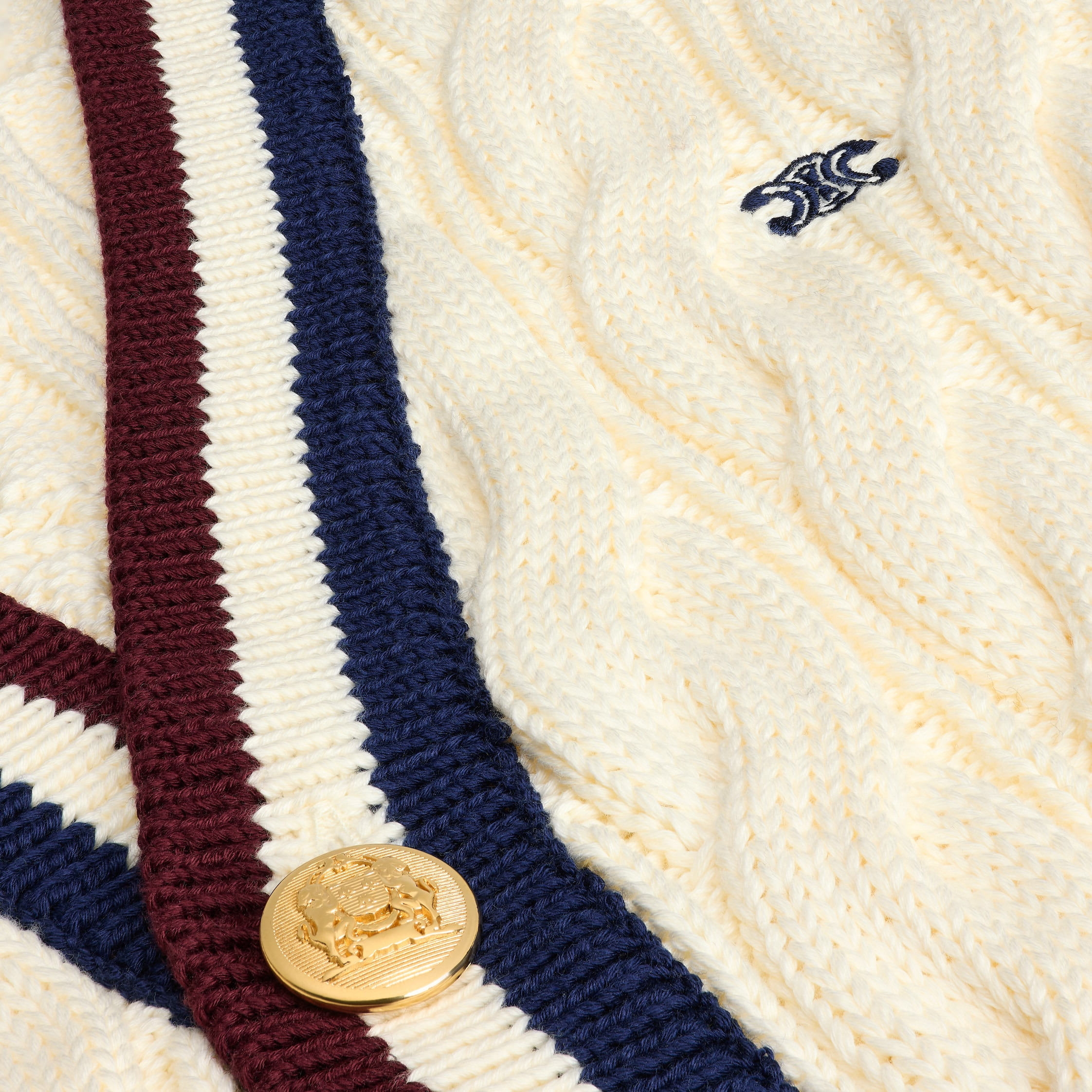 Cable-knit triomphe cardigan in cotton - 4