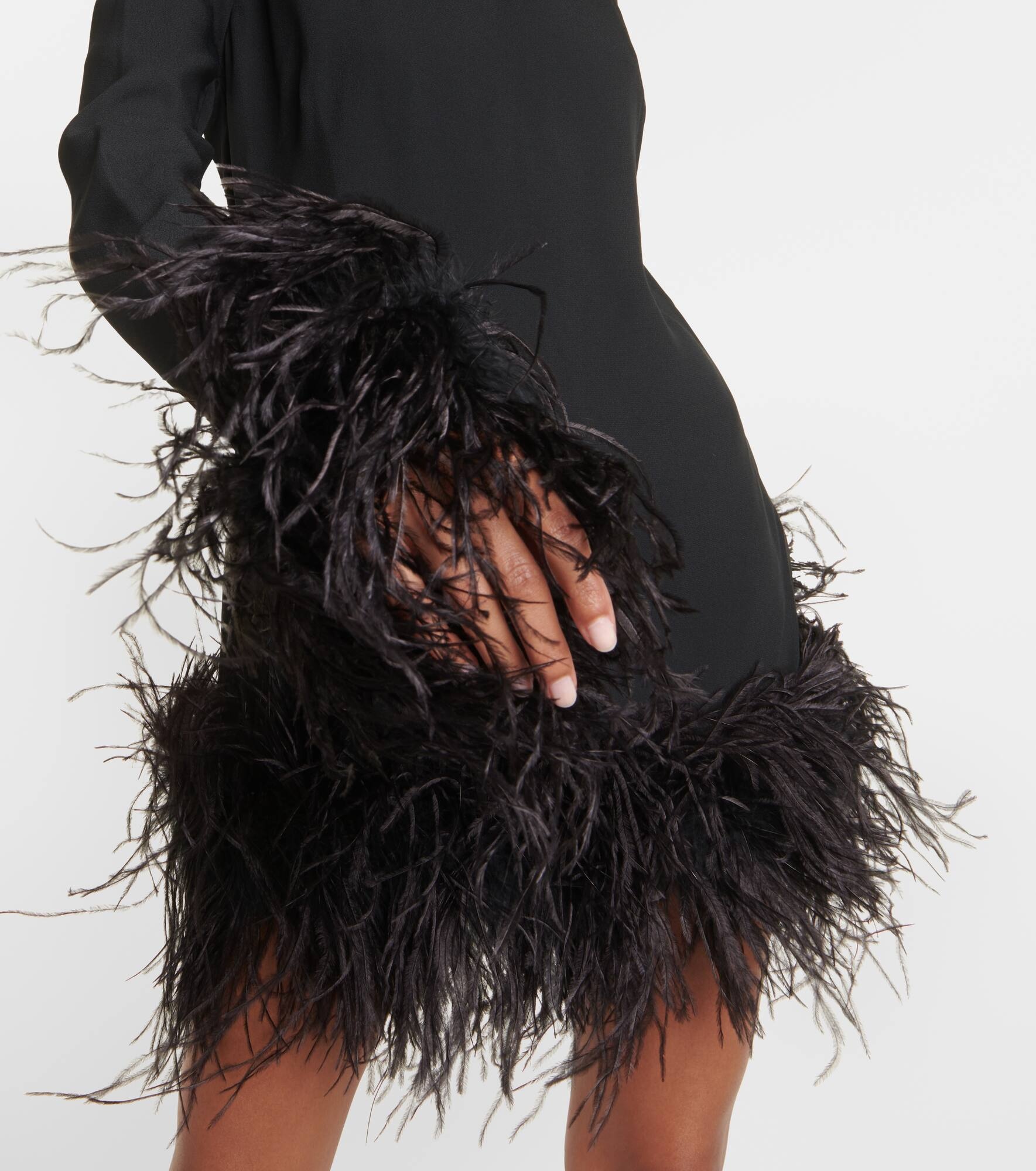 Piccolo Ubud feather-trimmed minidress - 5