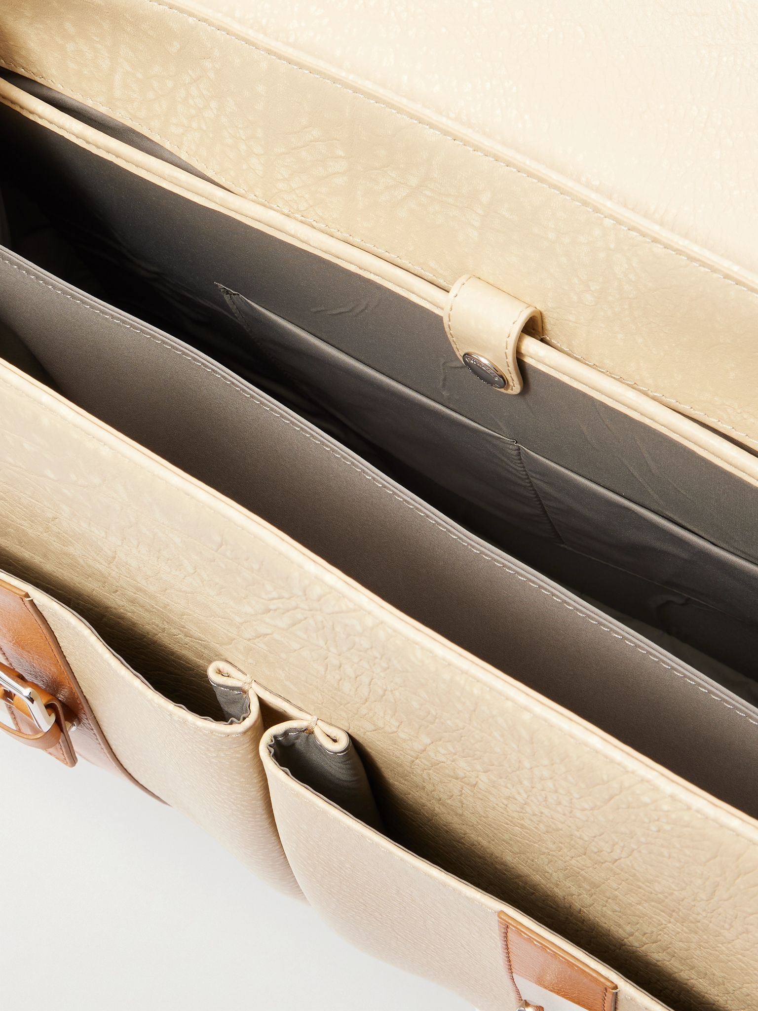 Textured-Leather Briefcase Neutral - 5
