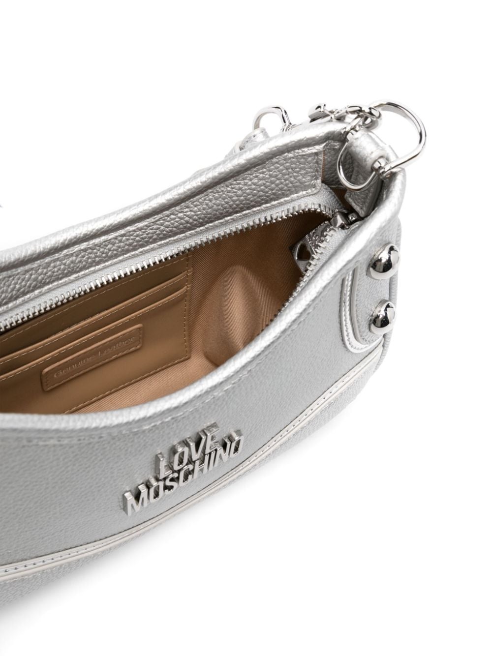 metallic logo-lettering shoulder bag - 5