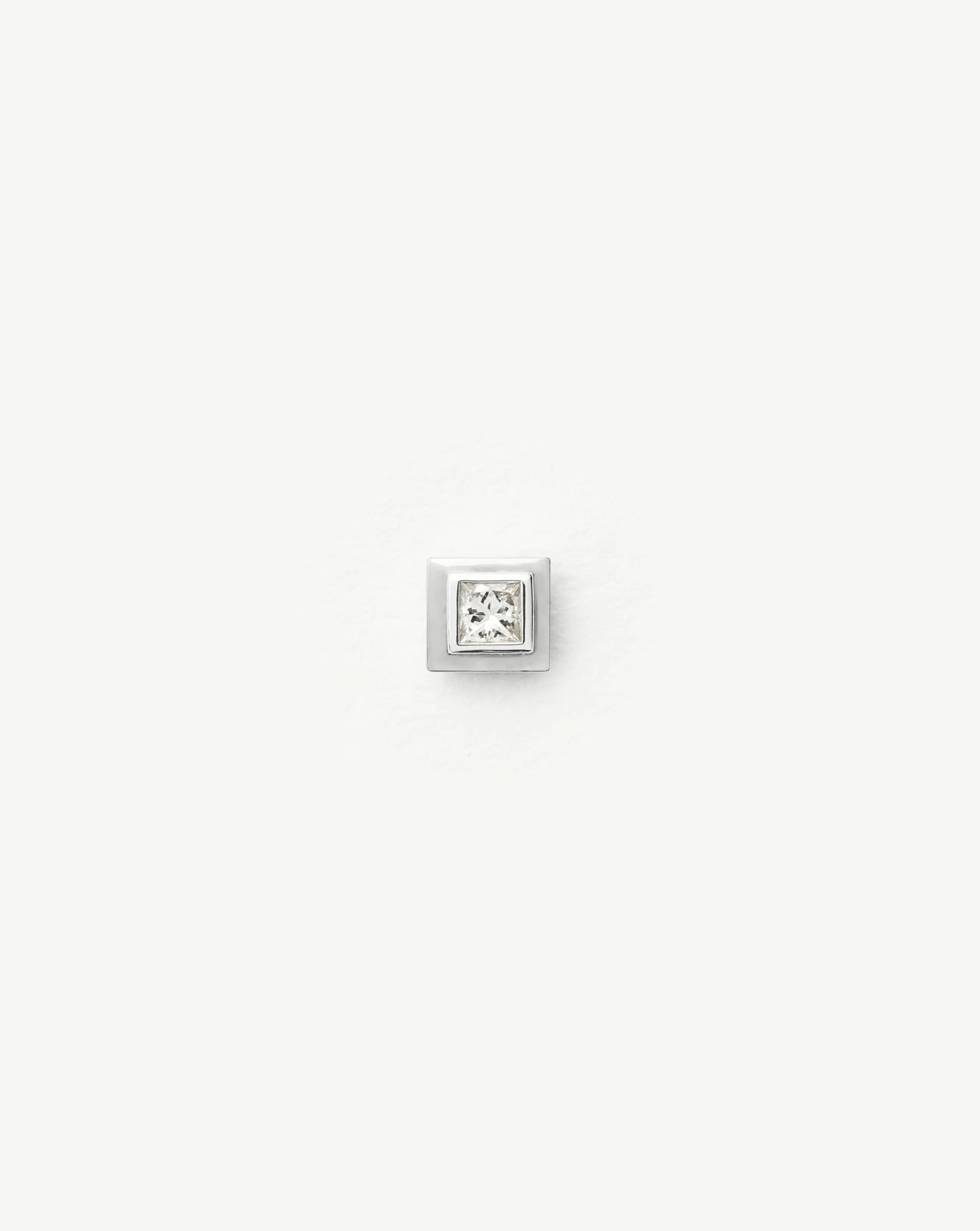 Solid Gold Square Solitaire Flat Back Stud Earring - 1