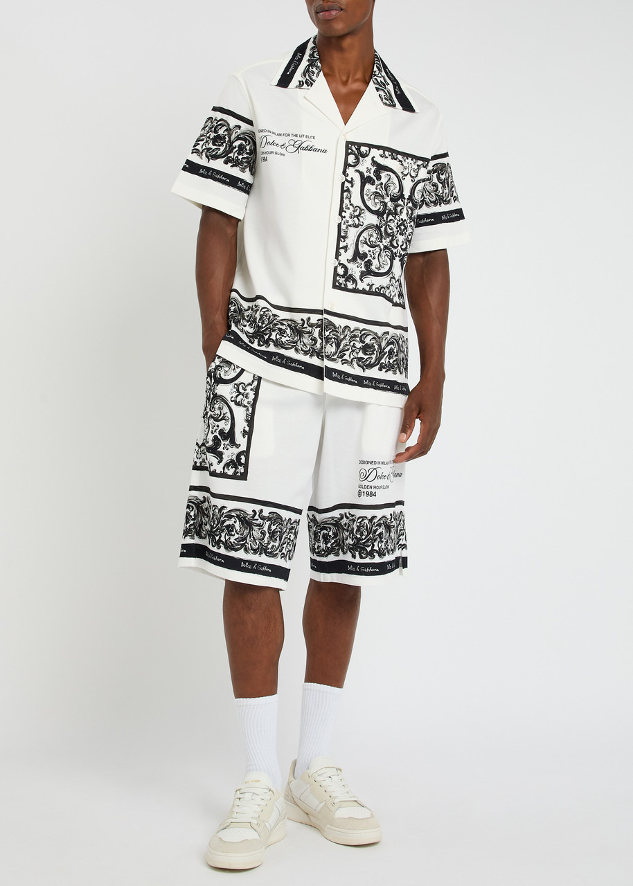 Dolce & Gabbana Printed Piqué Cotton Shorts - 4