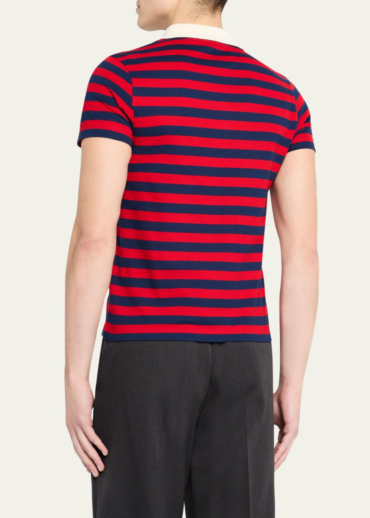 Men's Stripe Cotton Pique Polo Shirt - 3