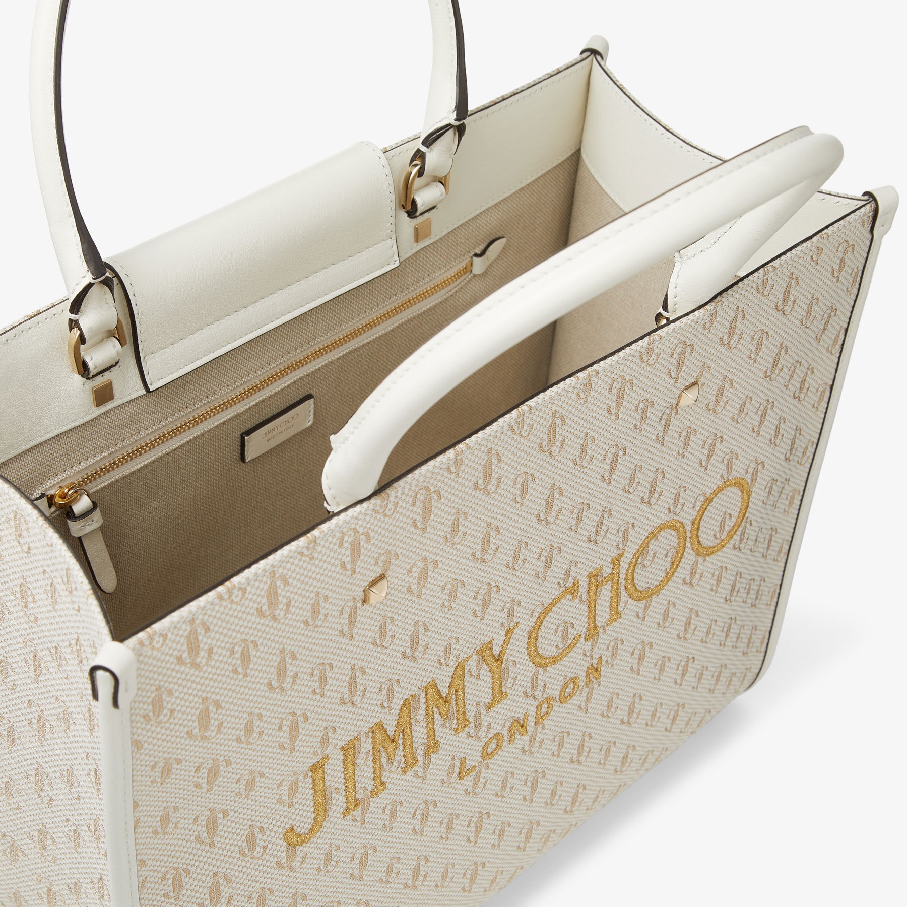 Avenue M Tote
Latte JC Monogrammed Jacquard Tote Bag with Embroidered Logo - 6