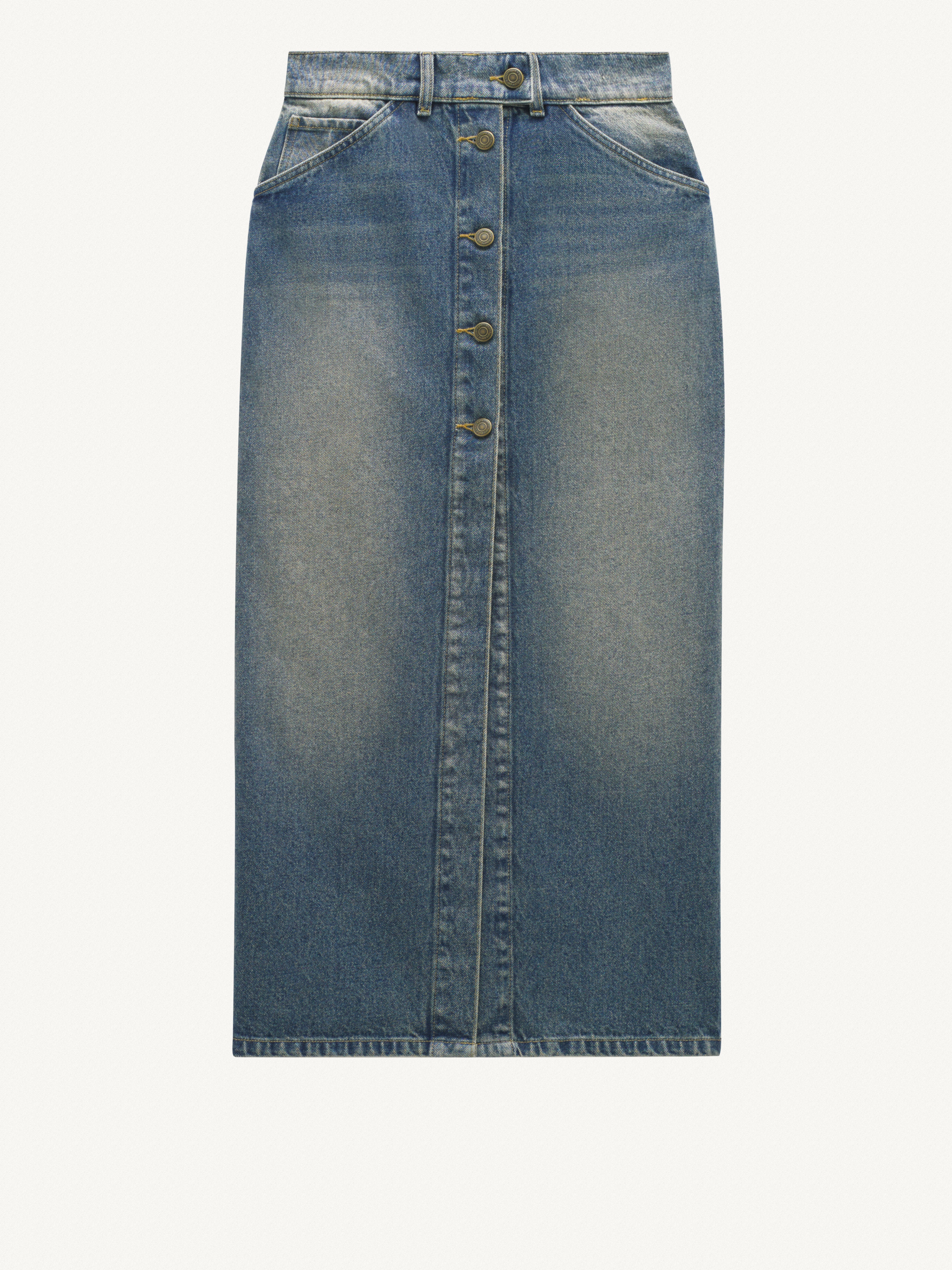 DENIM LONG SKIRT - 1