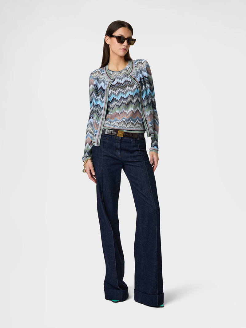 Missoni Snake-Pattern Viscose Chevron Cardigan with Patch Pockets outlook
