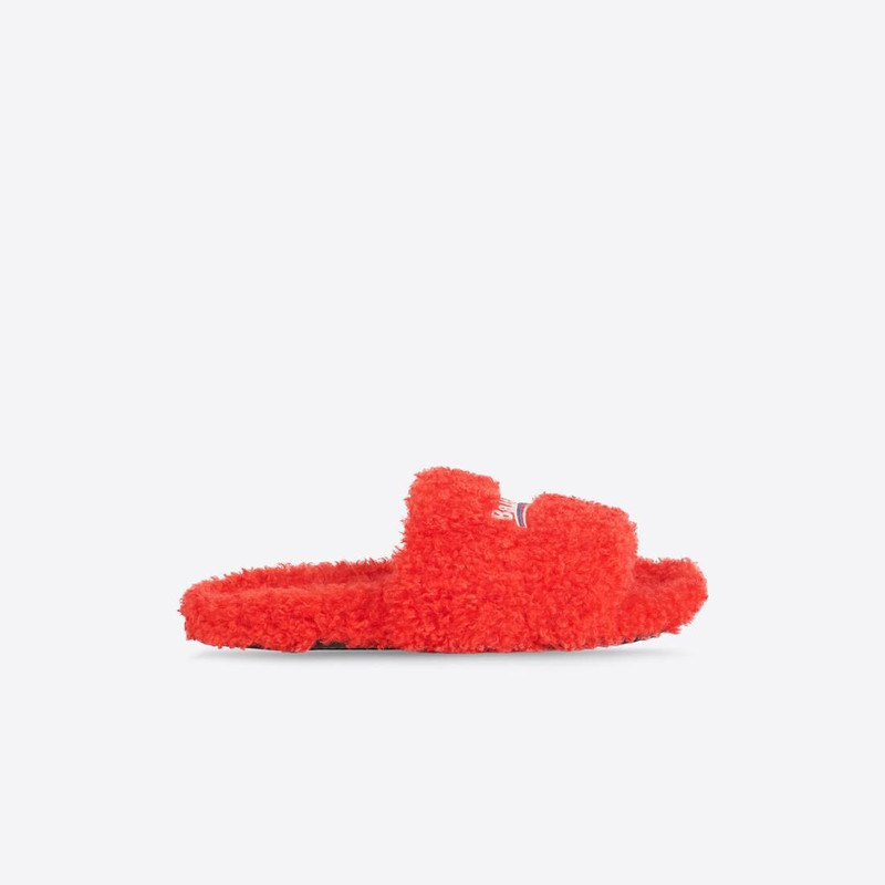 Women's Furry Slide Sandal in Red/white/red - 1