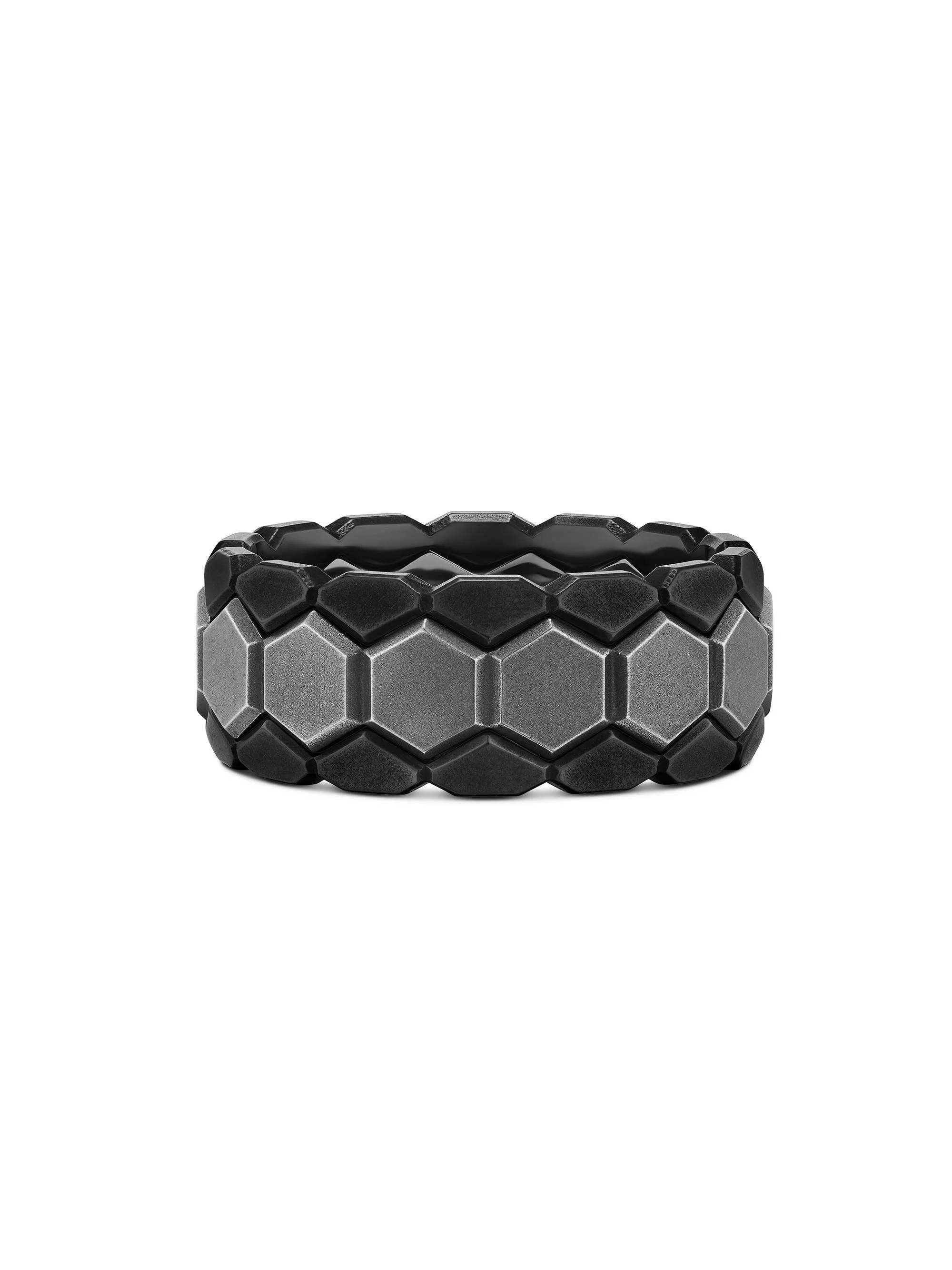 Men's Hex Stack Ring in Black Titanium - Black - 1