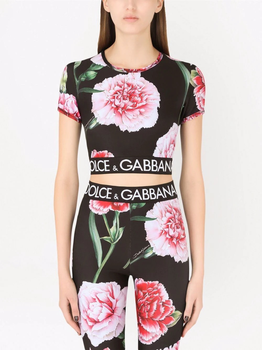 floral-print cropped T-shirt - 3