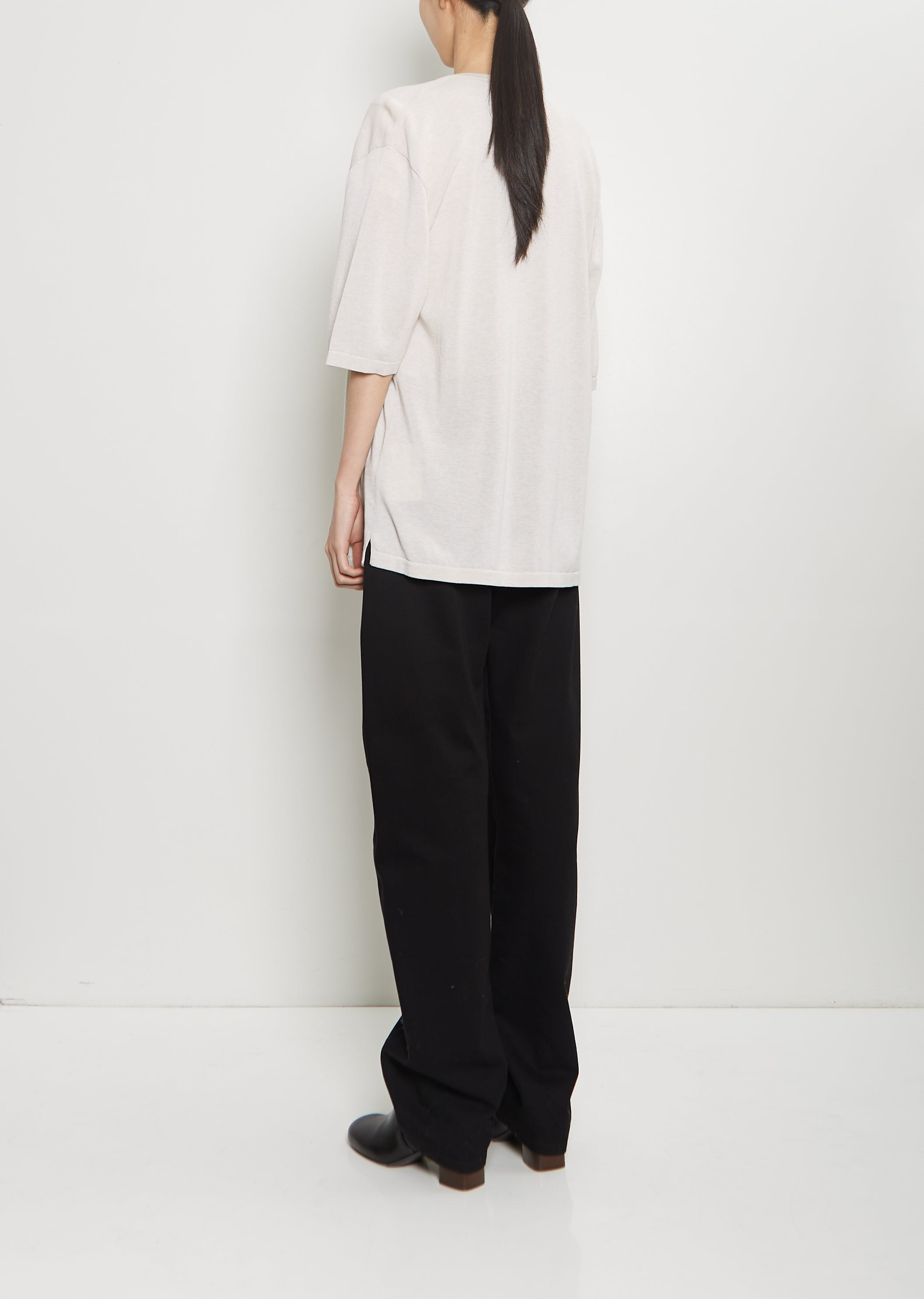 Cotton Short Sleeve Overshirt — Stone Beige Melange - 3