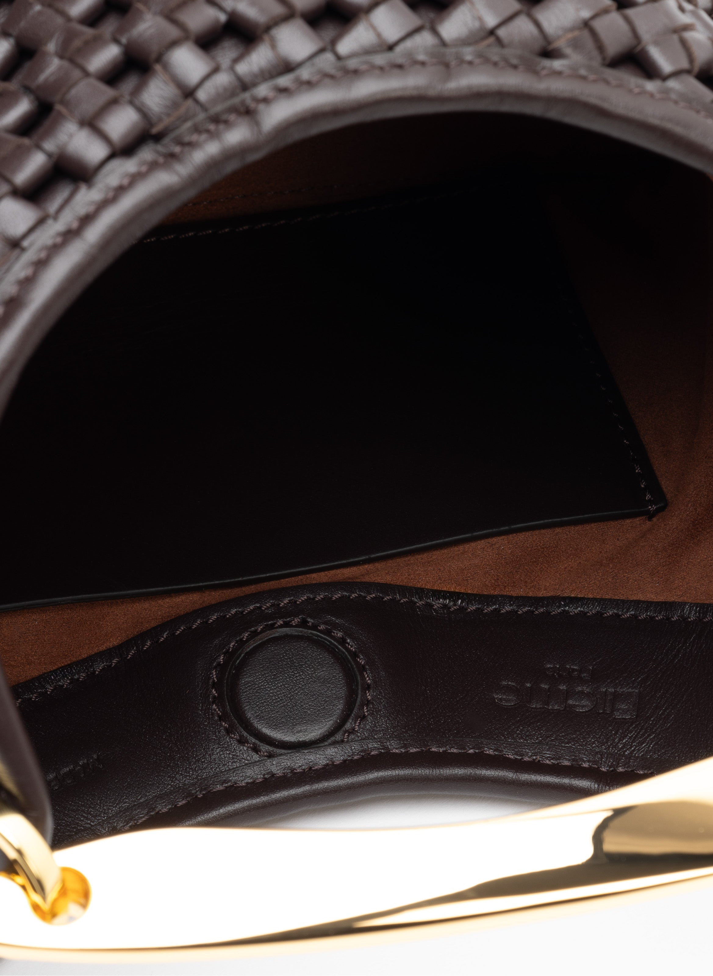 Small Boomerang Woven Leather Dark Brown - 9