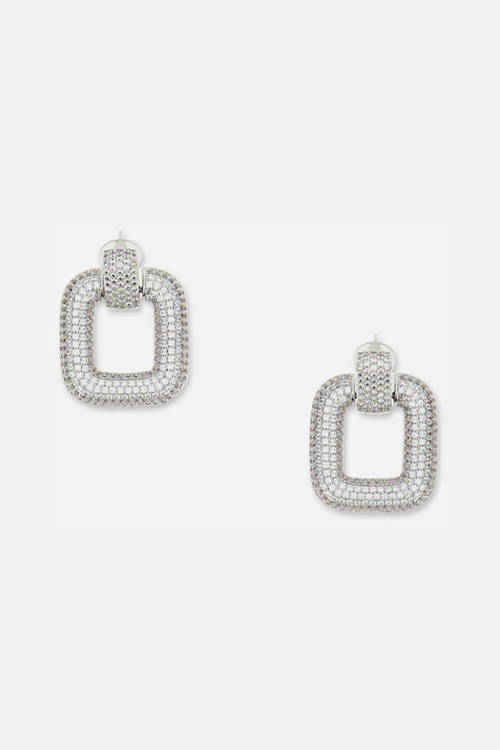 Square earrings with crystals - 2